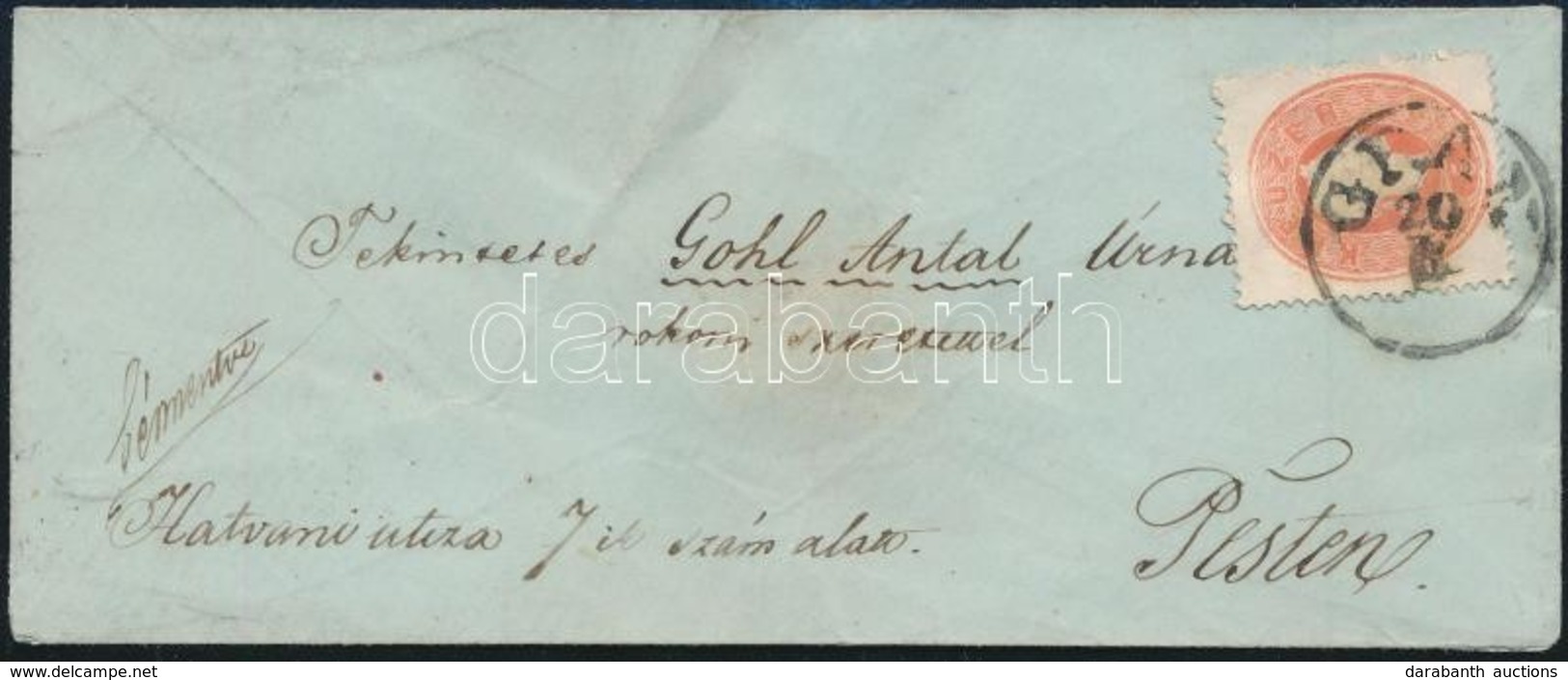 ~1862 5kr Levélen / On Cover 'GRAN' - Pest - Other & Unclassified