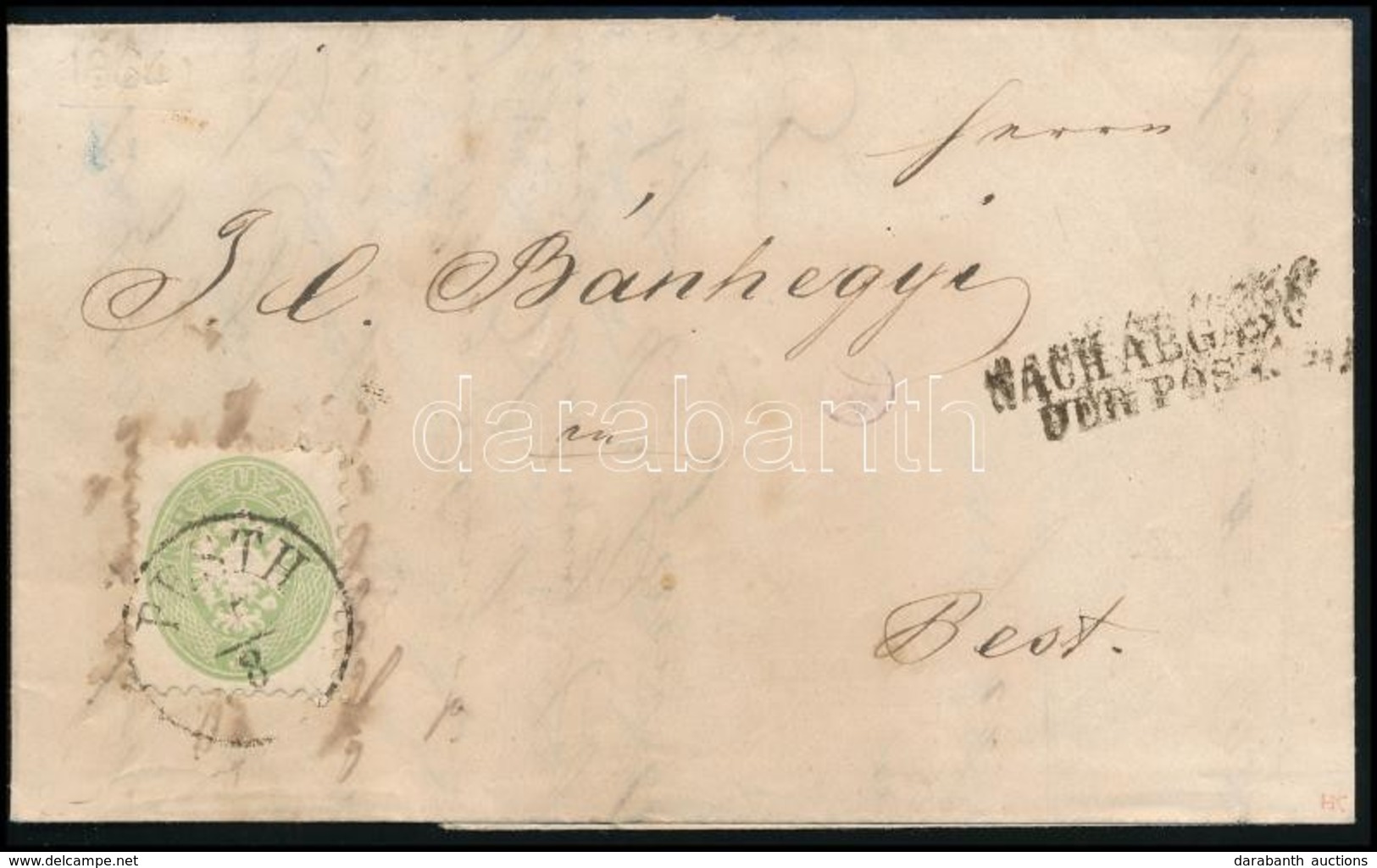 1864 3kr Helyi Levélen 'PESTH' +'NACH ABGANG DER POST' - Other & Unclassified