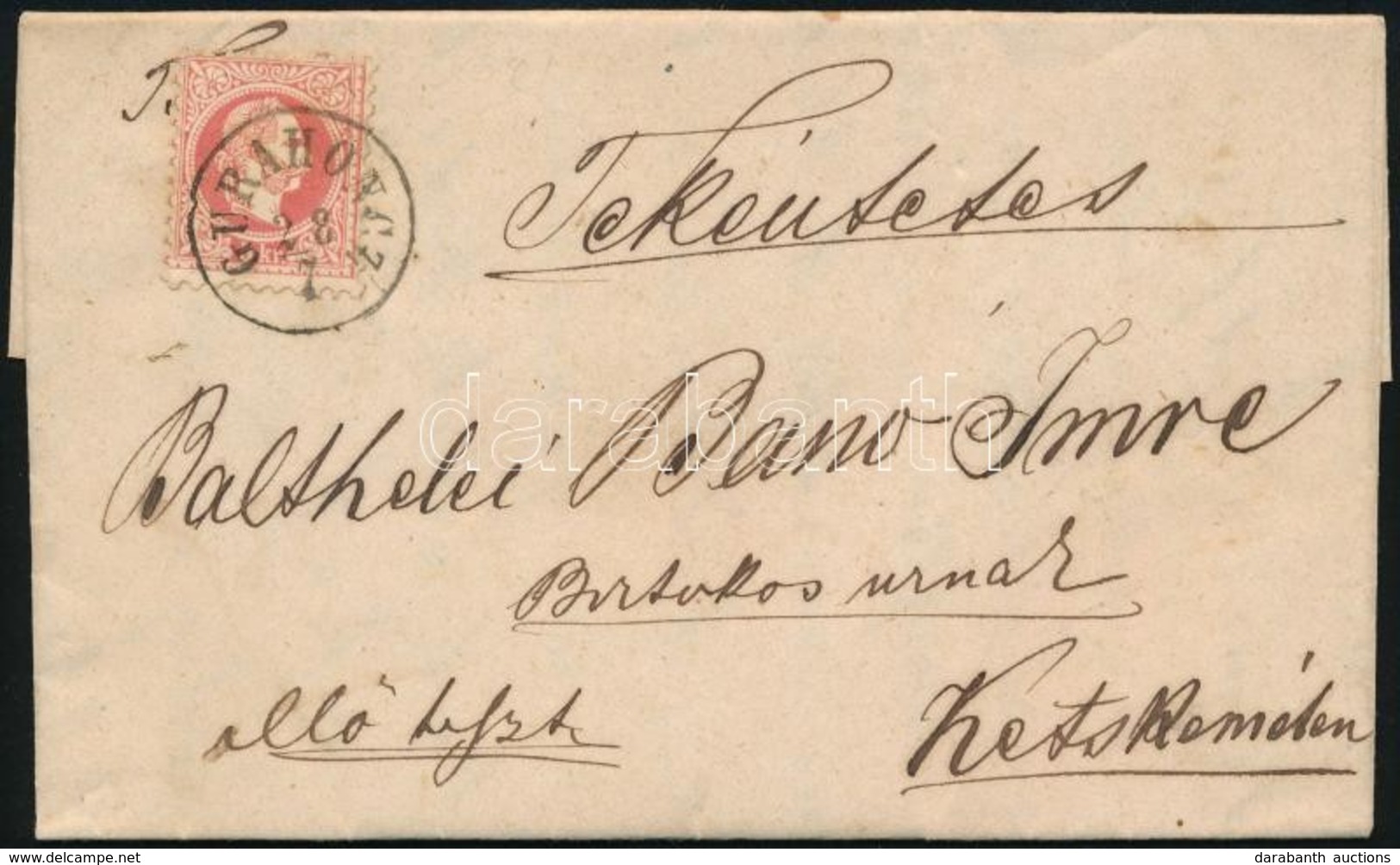 ~1868 5kr Levélen 'GURAHONCZ' - Kecskemét - Otros & Sin Clasificación