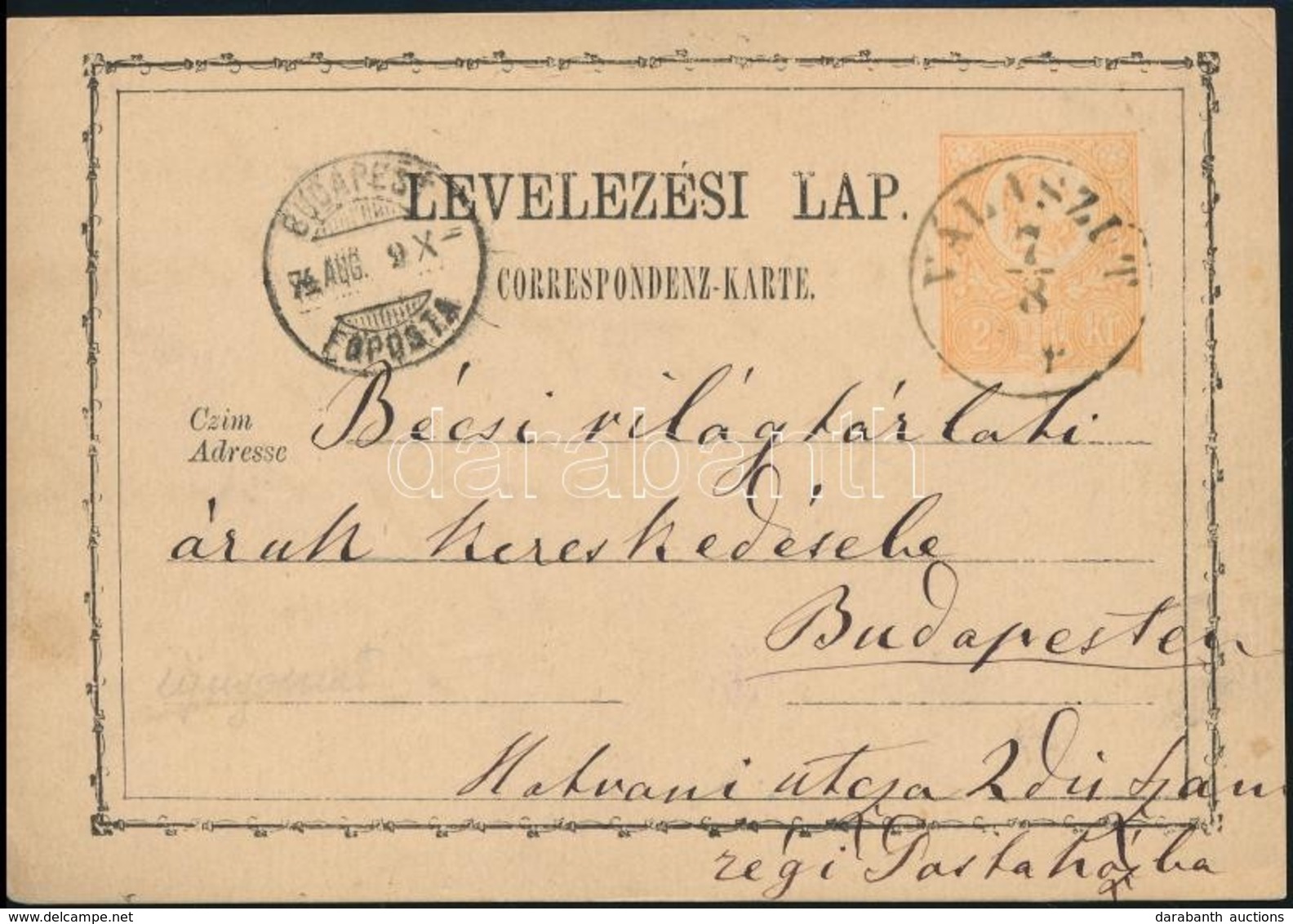 1874 Díjjegyes Levelezőlap / PS-card 'VÁLASZÚT' - Budapest - Andere & Zonder Classificatie