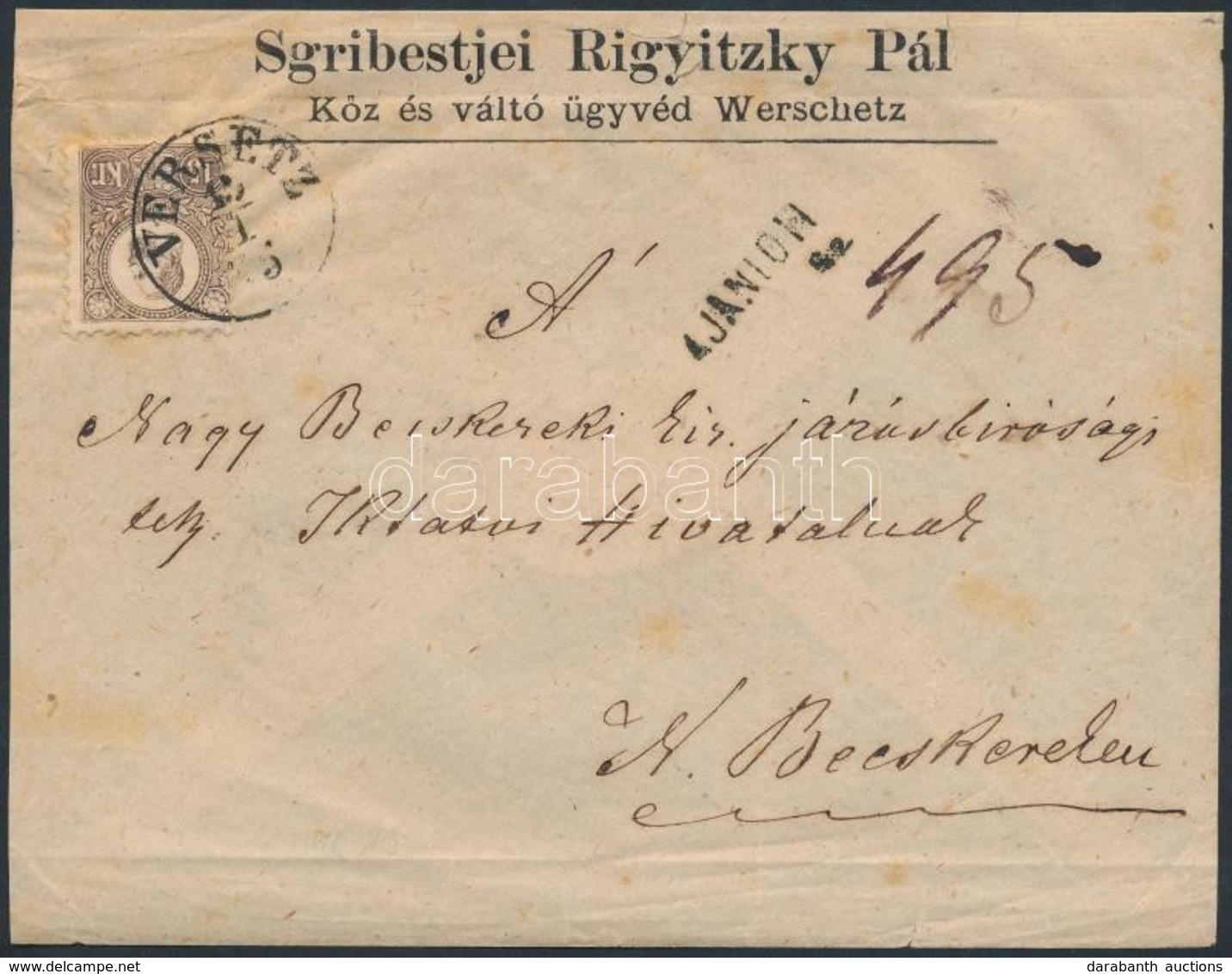 1875 Réznyomat 15kr Ajánlott Levélen / Mi 12 On Registered Cover 'VERSETZ' - 'NAGY BECSKEREK TORONT. M.' - Otros & Sin Clasificación