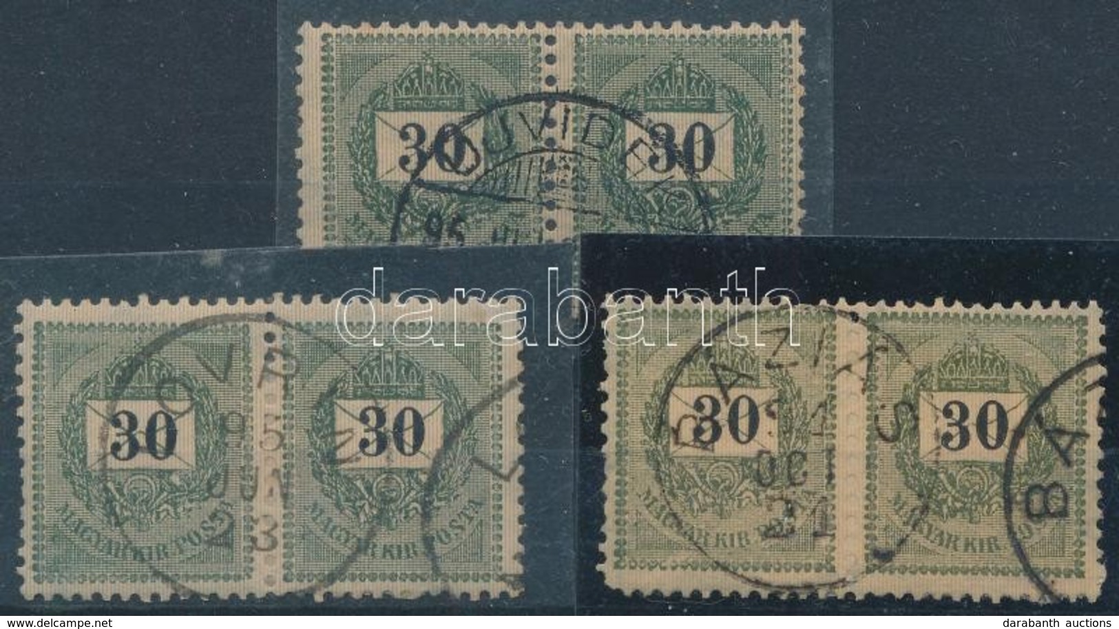 O 1889 3 X 30kr Párban 'BÁZIÁS', 'LOVRIN', 'ÚJVIDÉK' - Andere & Zonder Classificatie