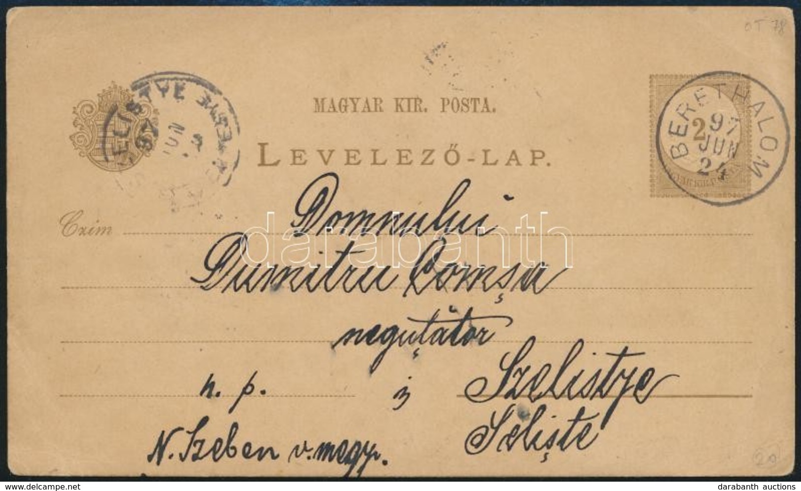 1897 2kr Díjjegyes Levelezőlap 'BERETHALOM' - Other & Unclassified