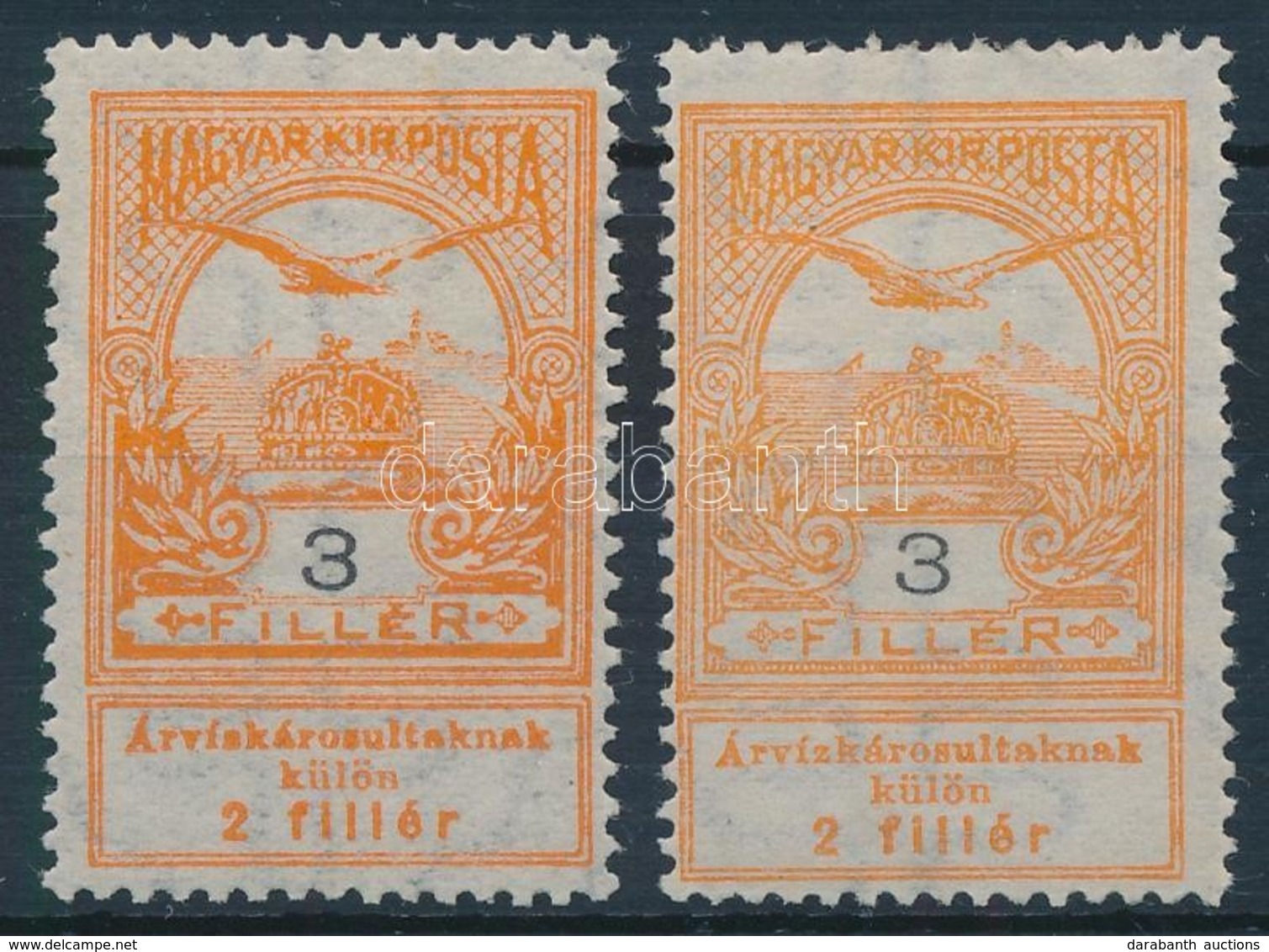 * 1913 Árvíz 2 Db 3f, Erős Színeltérés - Andere & Zonder Classificatie