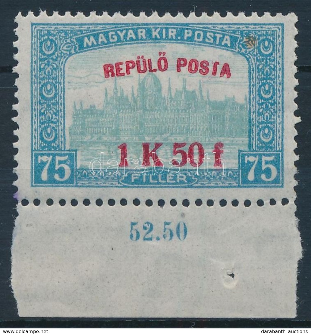 ** 1918 Repülő Posta 1K50f ívszéli Bélyeg  (7.500) - Autres & Non Classés