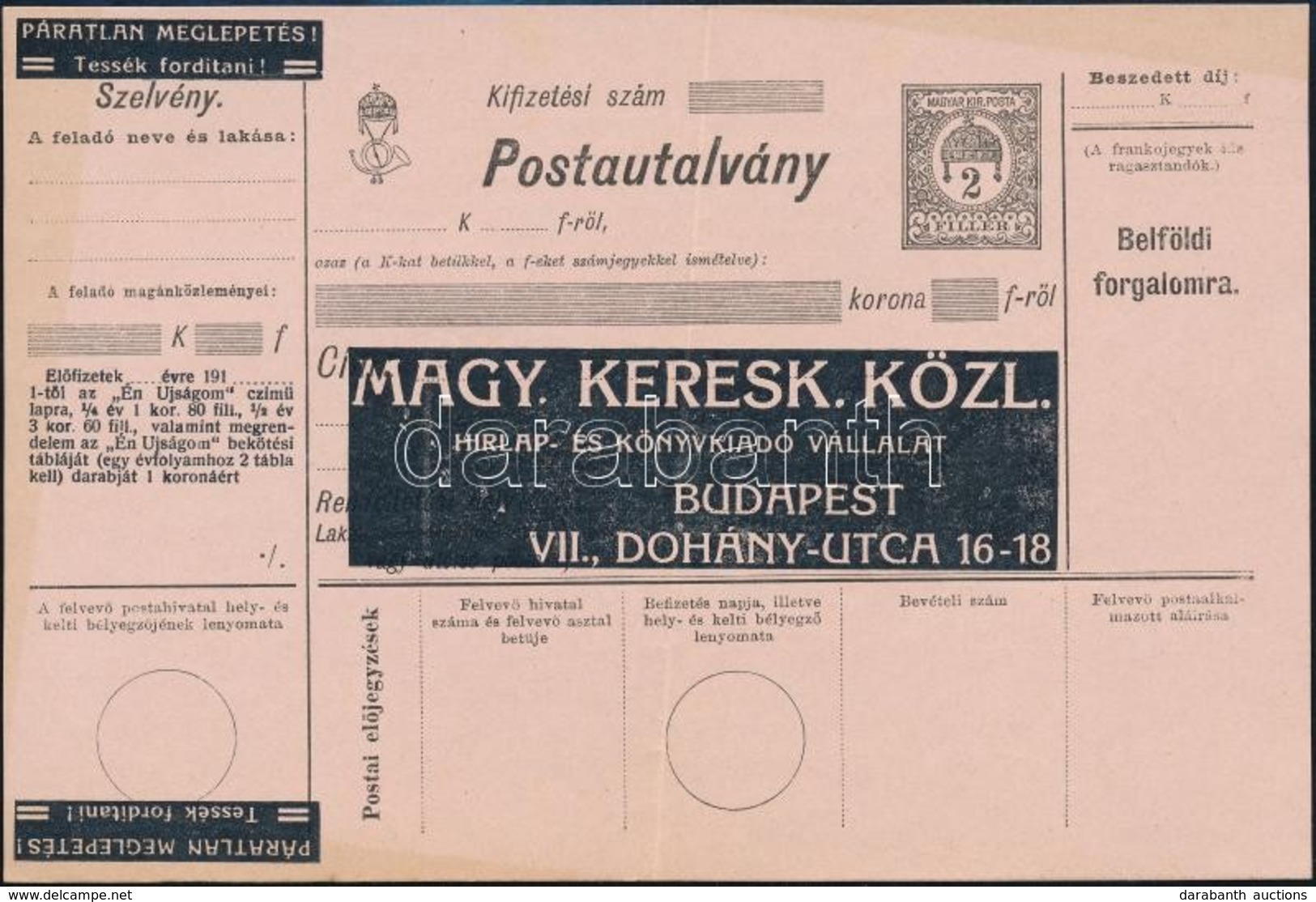 1911 Használatlan Postautalvány III. Kiadás (6.000) - Andere & Zonder Classificatie
