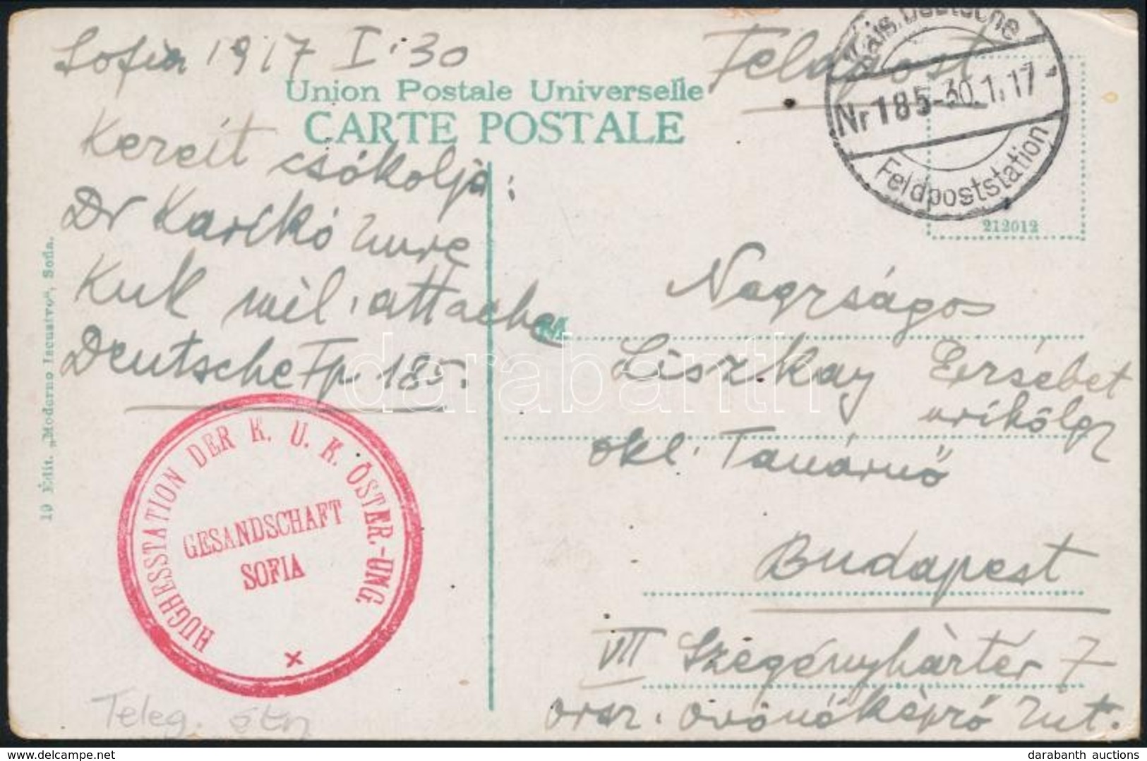 1916 Német Tábori Postán Küldött Képeslap Budapestre / Postcard Sent Via German Field Post To Budapest 'HUGHESSTATION DE - Sonstige & Ohne Zuordnung