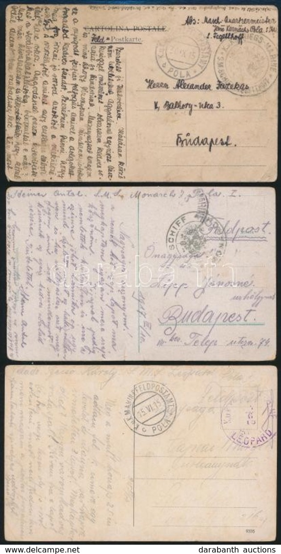 1916-1917 5 Db I. Világháborús Képeslap Haditengerészeti Postával Küldve - Andere & Zonder Classificatie