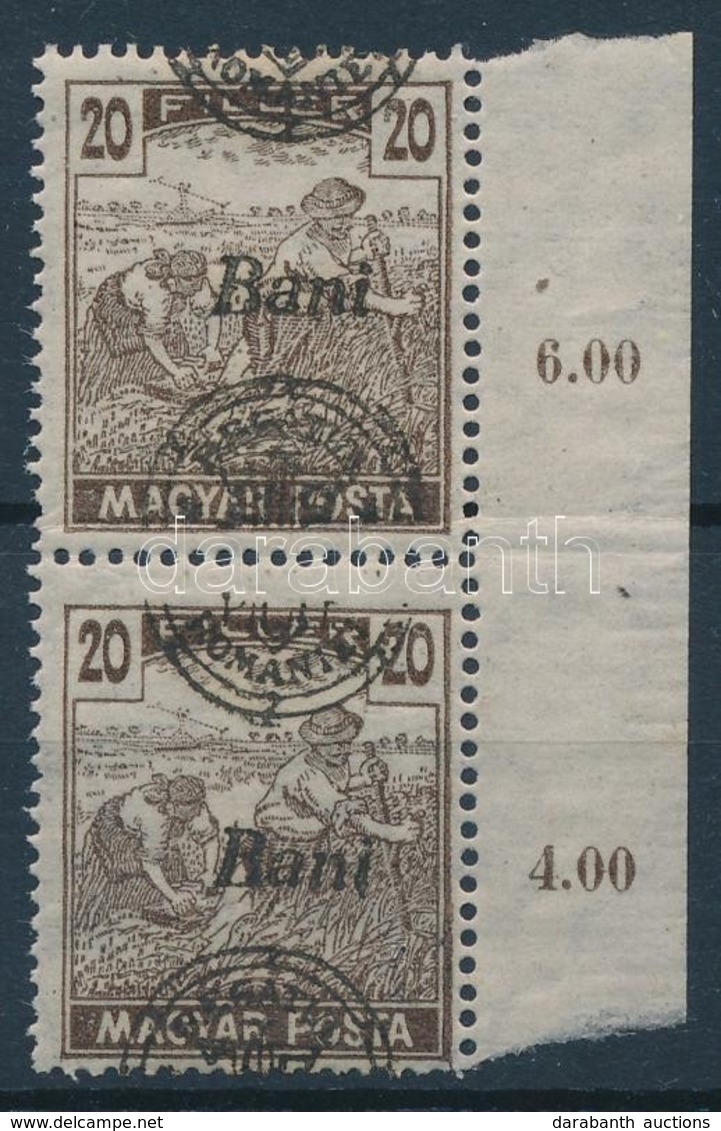 ** Nagyvárad 1919 Magyar Posta 20f Pár Elcsúszott Felülnyomással / Mi 67 II. Pair With Shifted Overprint. Signed: Bodor - Andere & Zonder Classificatie