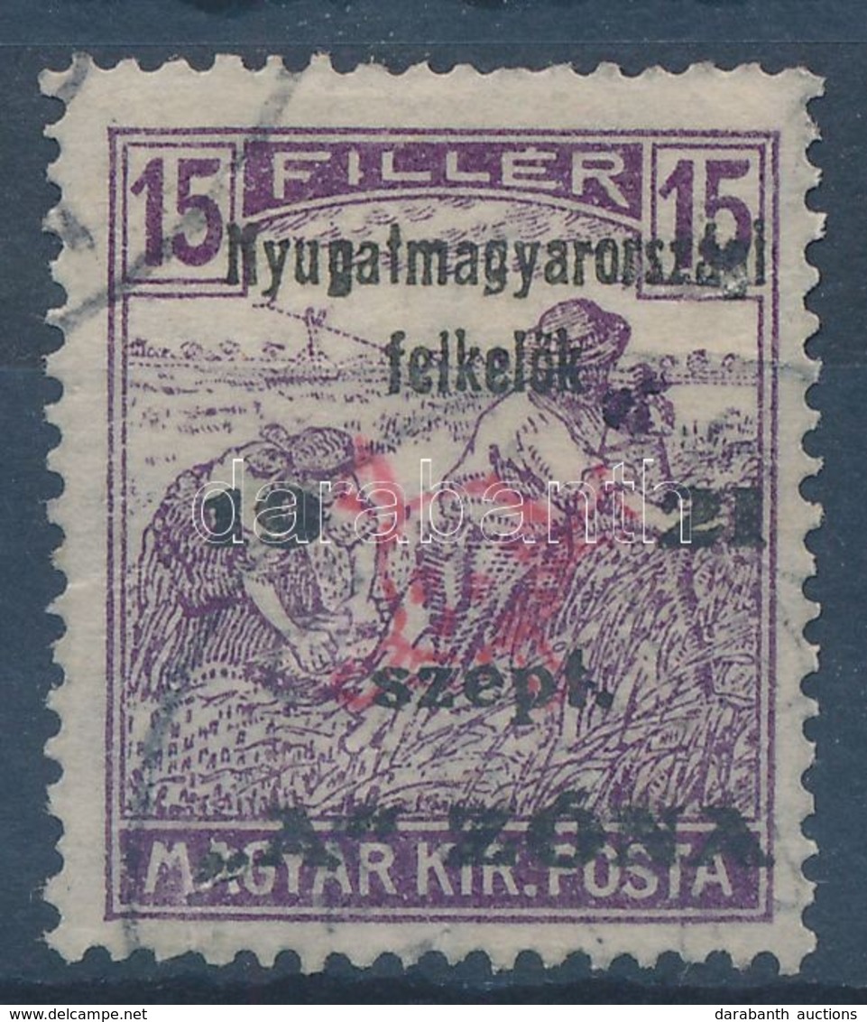 O Nyugat-Magyarország II. 1921 Arató 15f Bodor Vizsgálójellel (25.000) - Andere & Zonder Classificatie
