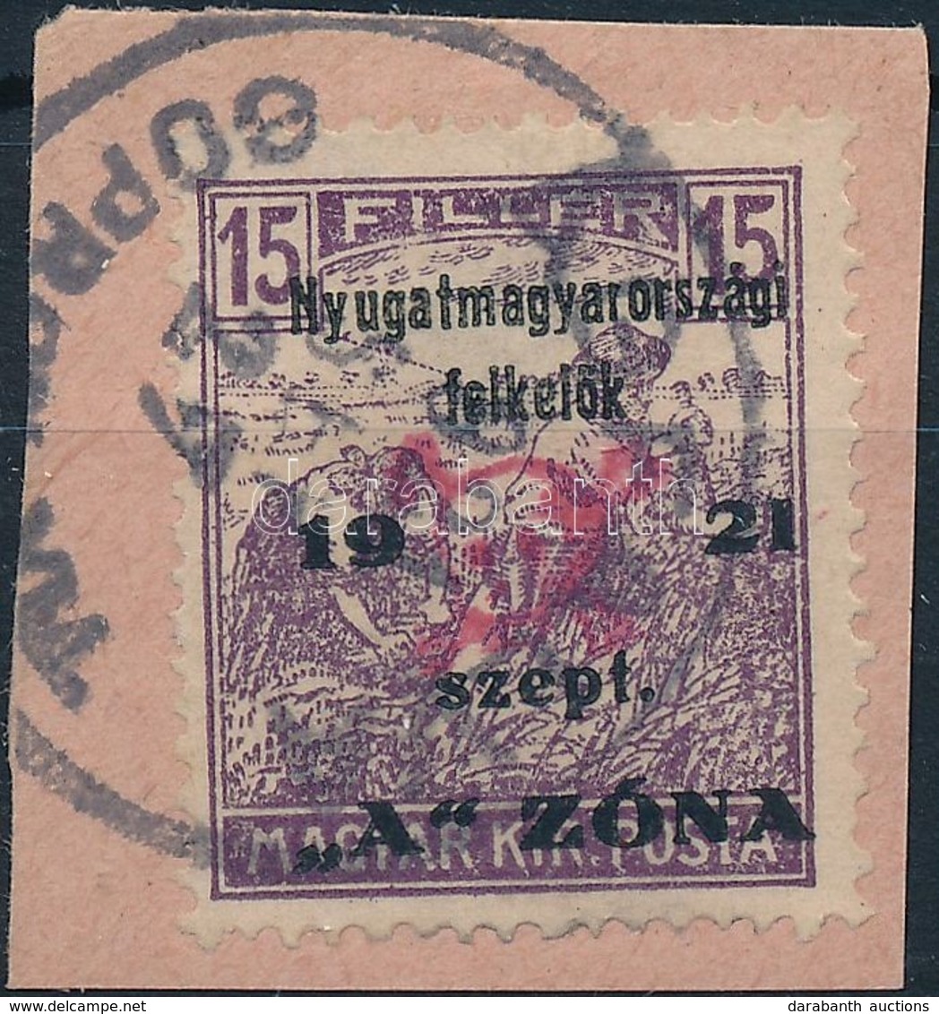 Nyugat-Magyarország II. 1921 Arató 15f Kivágáson, Bodor Vizsgálójellel (25.000) - Other & Unclassified