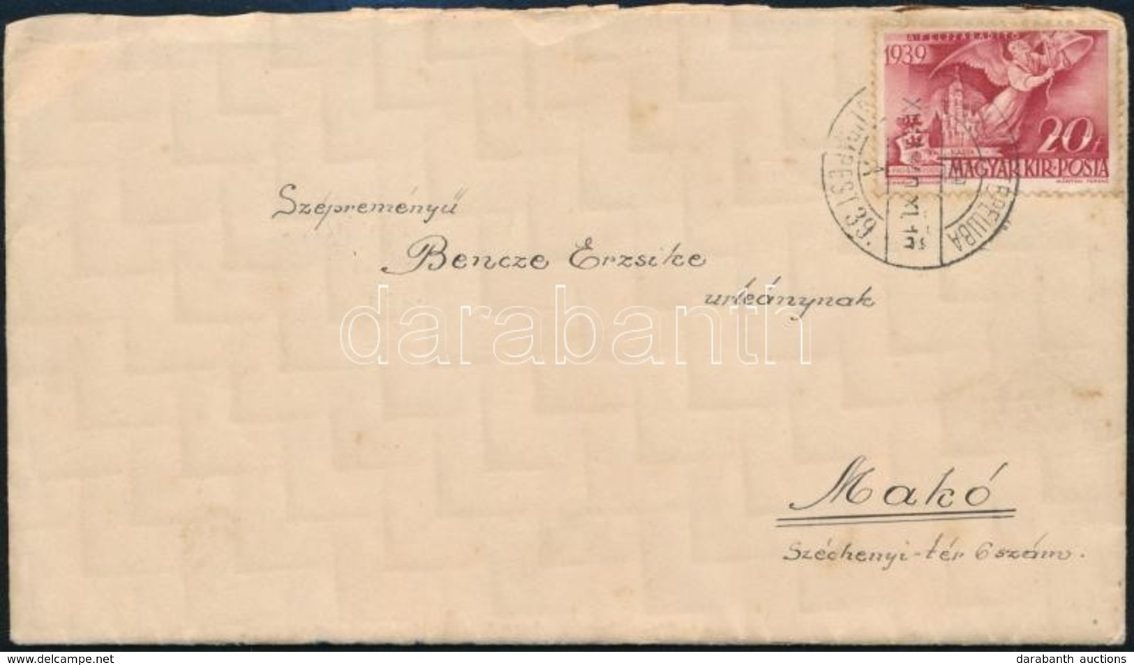 1940 Levél TARACKÖZ-TEPEWBA / BUDAPEST' Kétnyelvű Vasúti Bélyegzéssel / Cover With Bilingual Railway Cancellation - Andere & Zonder Classificatie