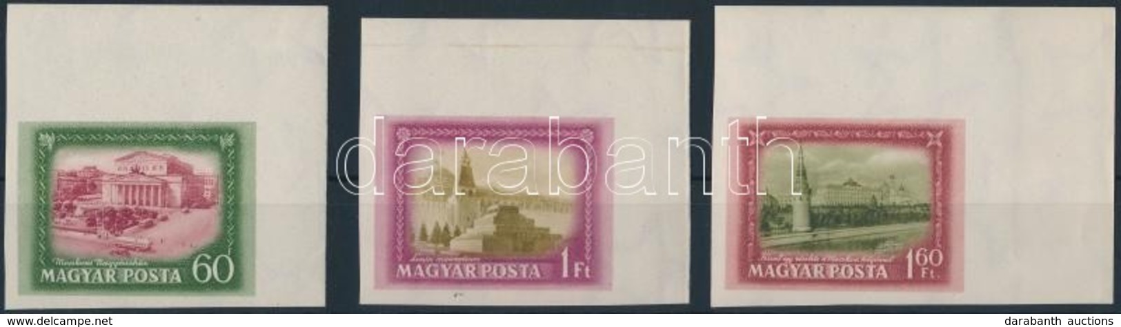 ** 1952 Moszkva ívsarki Vágott Sor (8.000) / Mi 1218-1220 Imperforate Corner Set - Autres & Non Classés