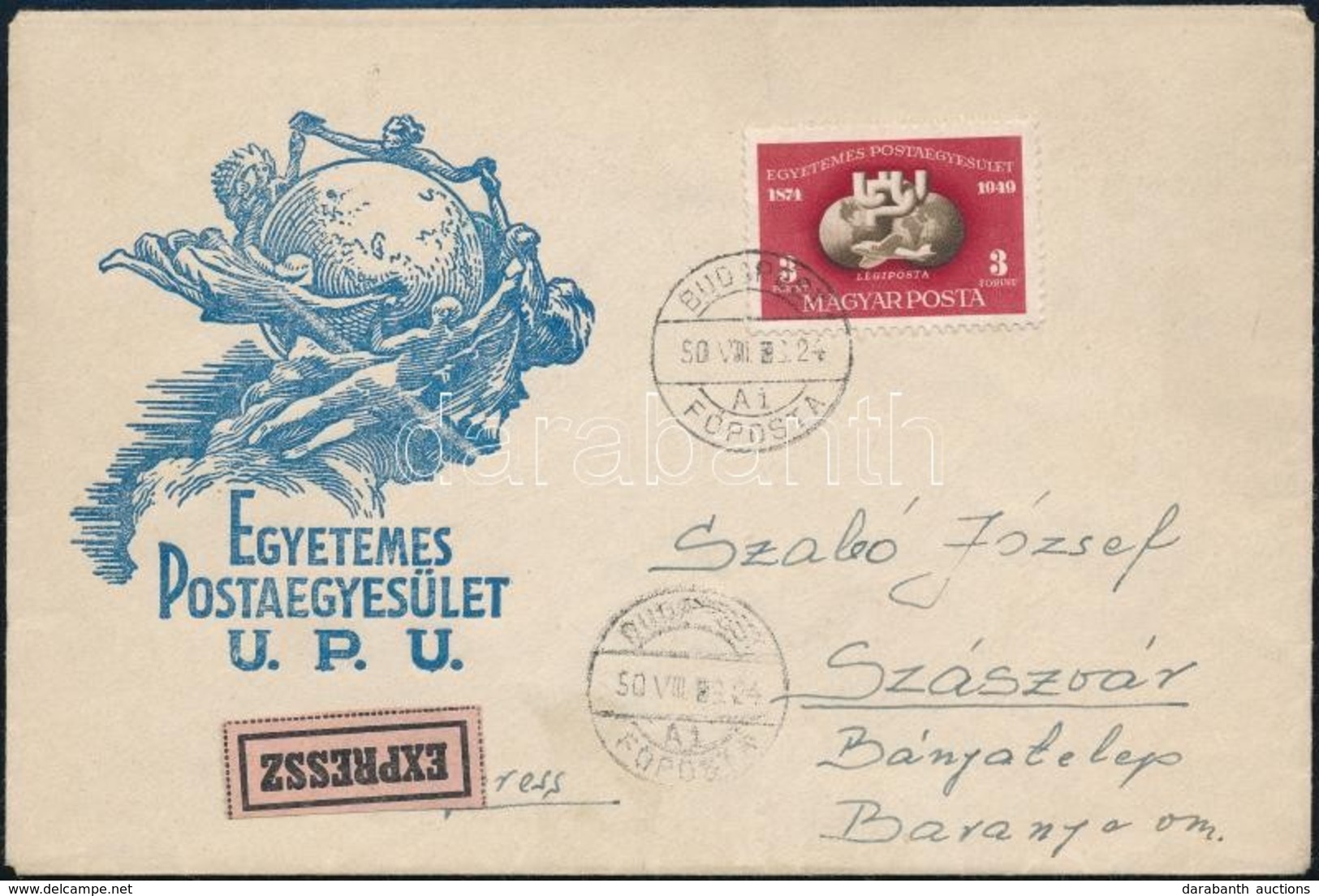 1950 Expressz Levél UPU Bélyeggel - Other & Unclassified