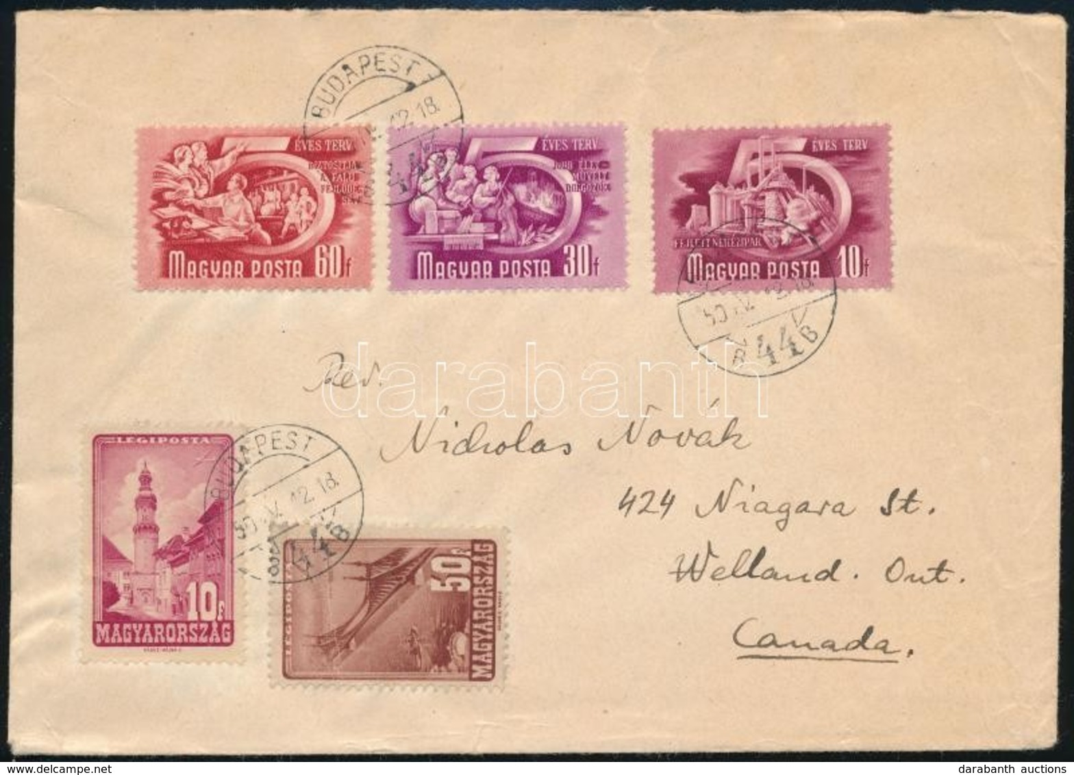 1950 Levél Vegyes Bérmentesítéssel Kanadába - Other & Unclassified