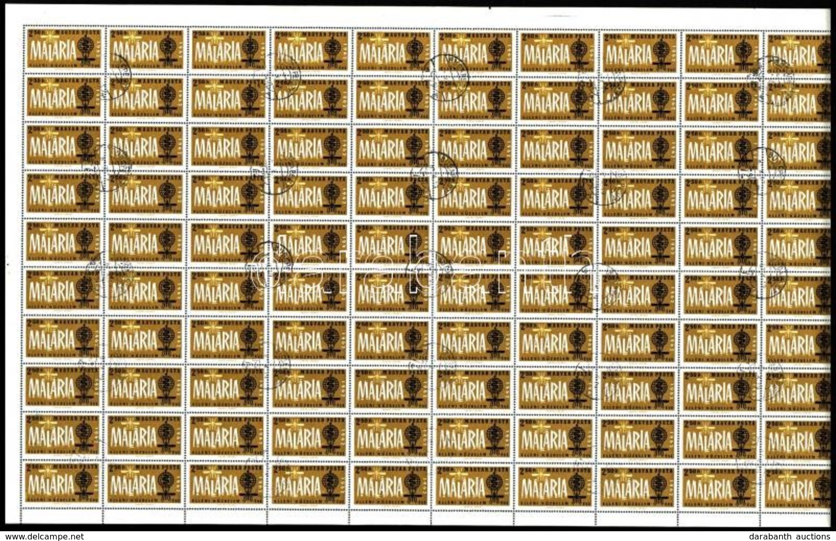 O 1962 Malária Elleni Küzdelem 2,50Ft Hajtott 100-as ívben - Other & Unclassified