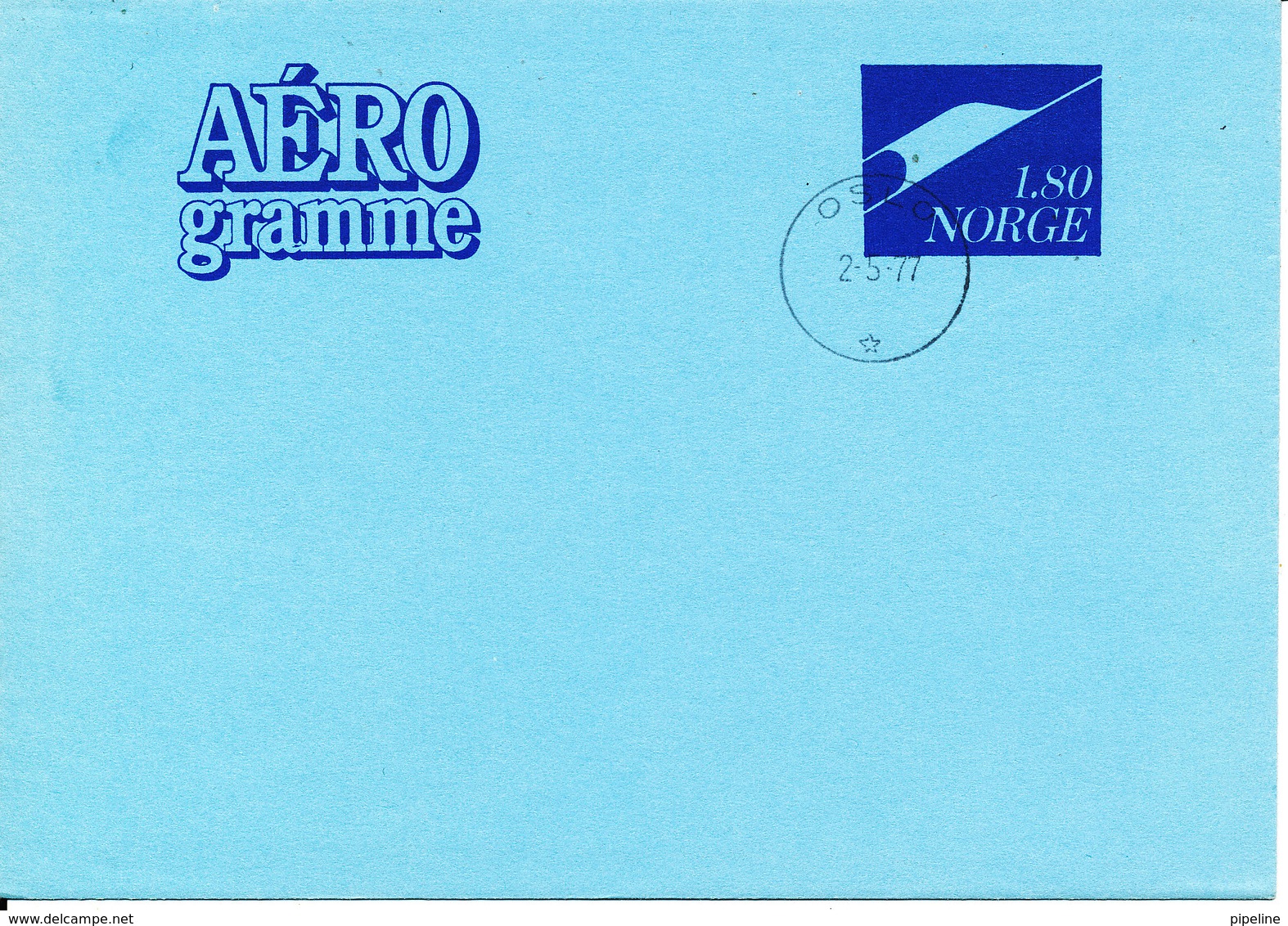 Norway Aerogramme Postal Stationery 1,80 FDC?? Oslo 2-5-1977 - Postal Stationery