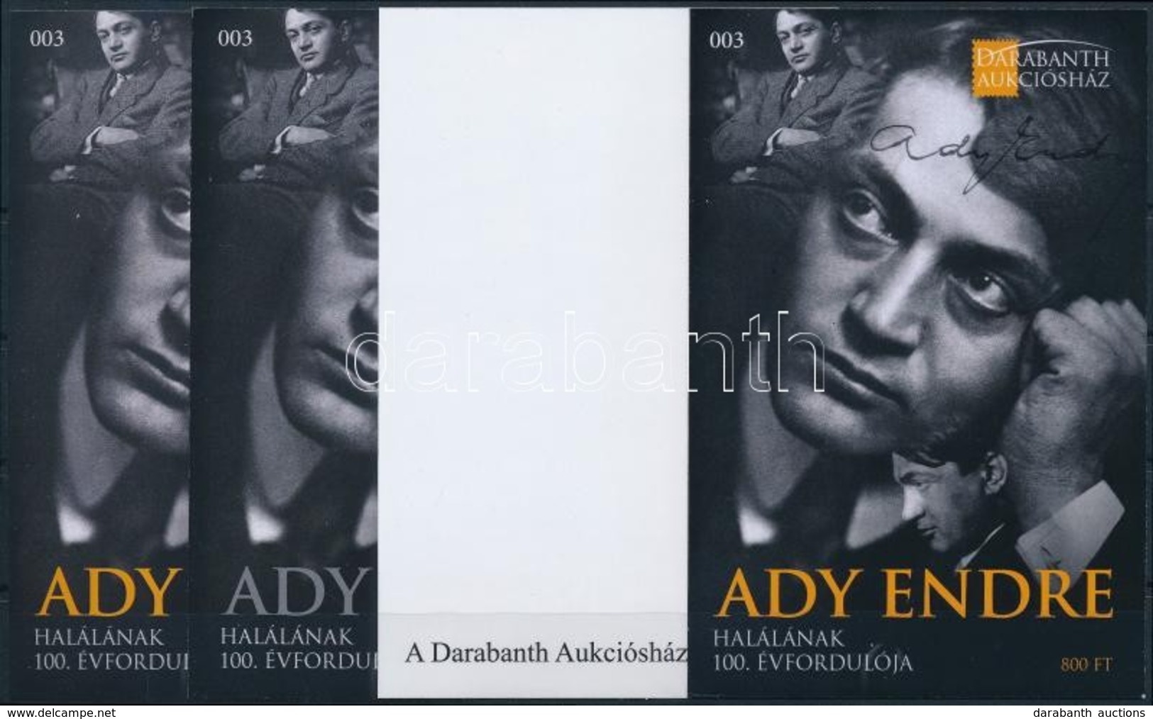 ** 2019 Ady Endre Halálának 100. évfordulója 4 Db-os Emlékív Garnitúra Azonos Sorszámmal No 003 - Andere & Zonder Classificatie