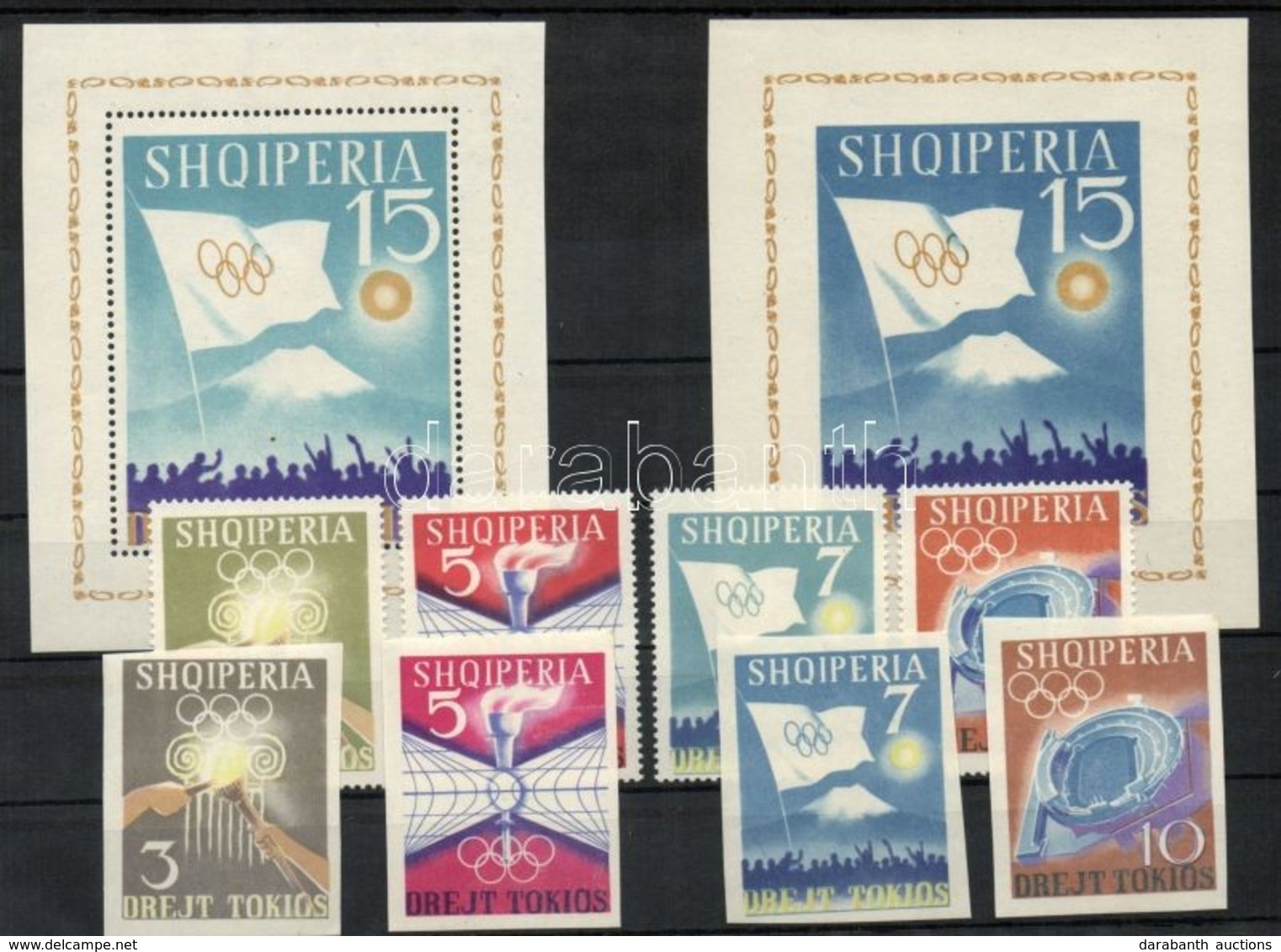 ** 1964 Tokioi Olimpia Fogazott + Vágott Sor + Blokk / Perforated + Imperforated Set + Block Mi 823-826 + 828-831 + Blok - Andere & Zonder Classificatie