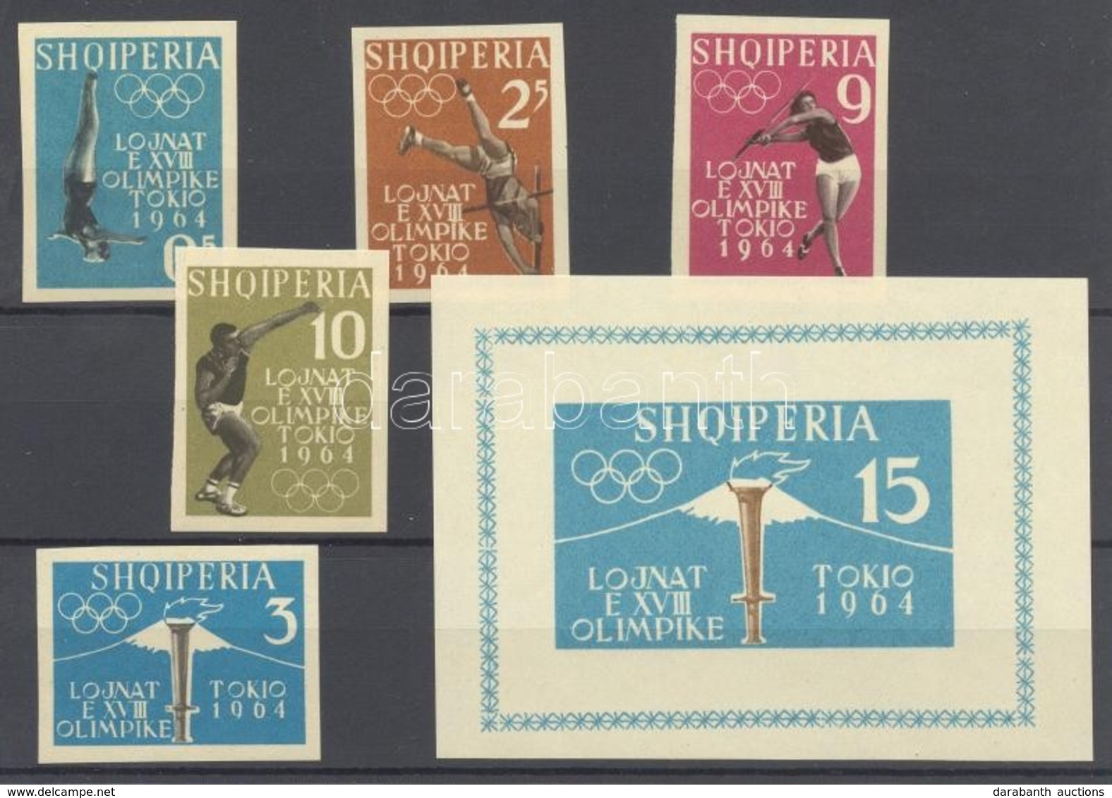 ** 1962 Tokiói Olimpia Mi 657-661 + Blokk 8 Vágott - Andere & Zonder Classificatie