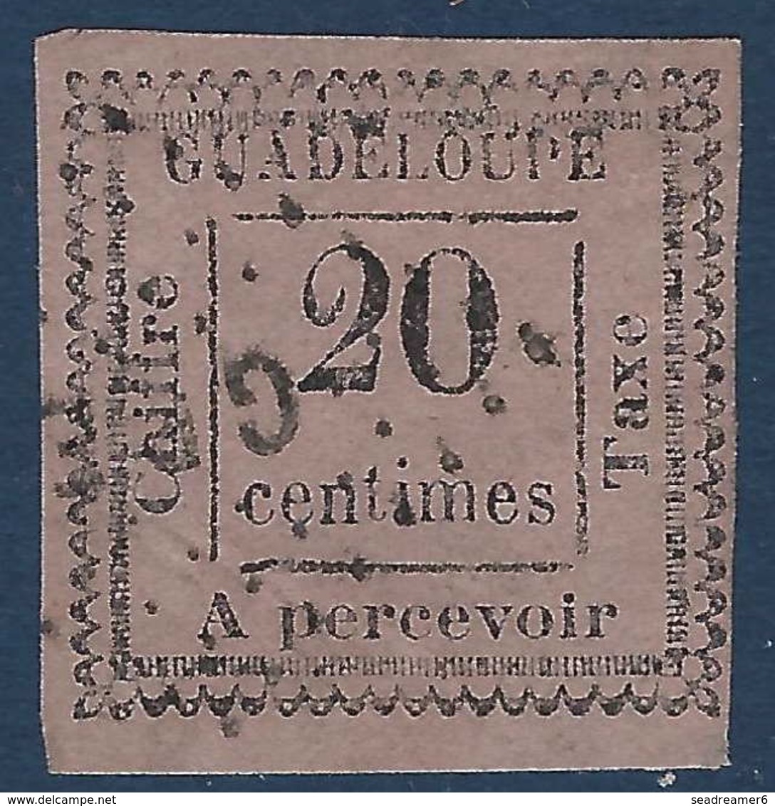 France Colonies Guadeloupe Taxe N°9a 20c Noir Sur Rose Avec Variété 2 Penché !! RRR & Frais Signé Roumet & Brun - Impuestos