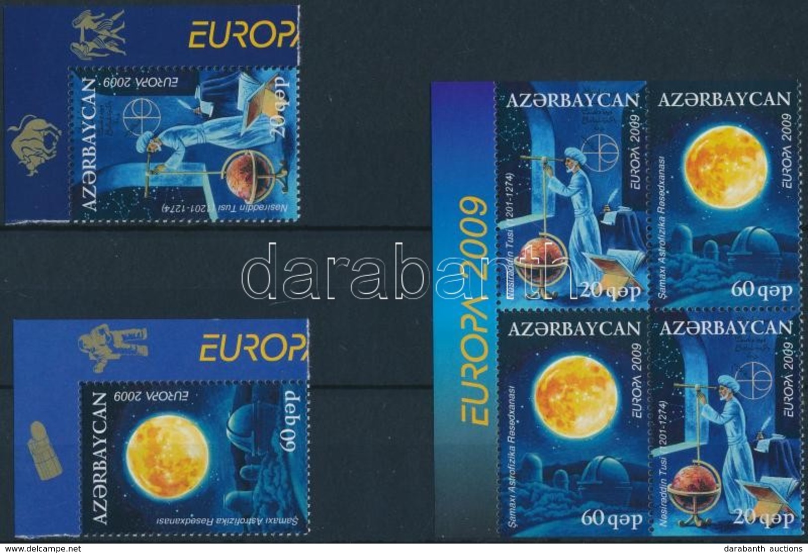 ** 2009 Europa CEPT: Csillagászat ívsarki Sor Mi 758-759 A + Bélyegfüzetlap Mi 758-759 D - Otros & Sin Clasificación