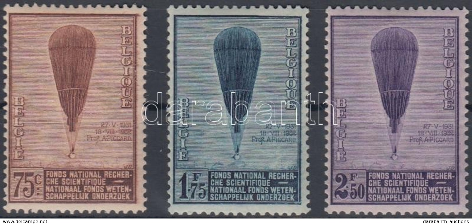 * 1932 Sztratoszférakutatás, Piccard Ballon Sor Mi 344-346 - Andere & Zonder Classificatie