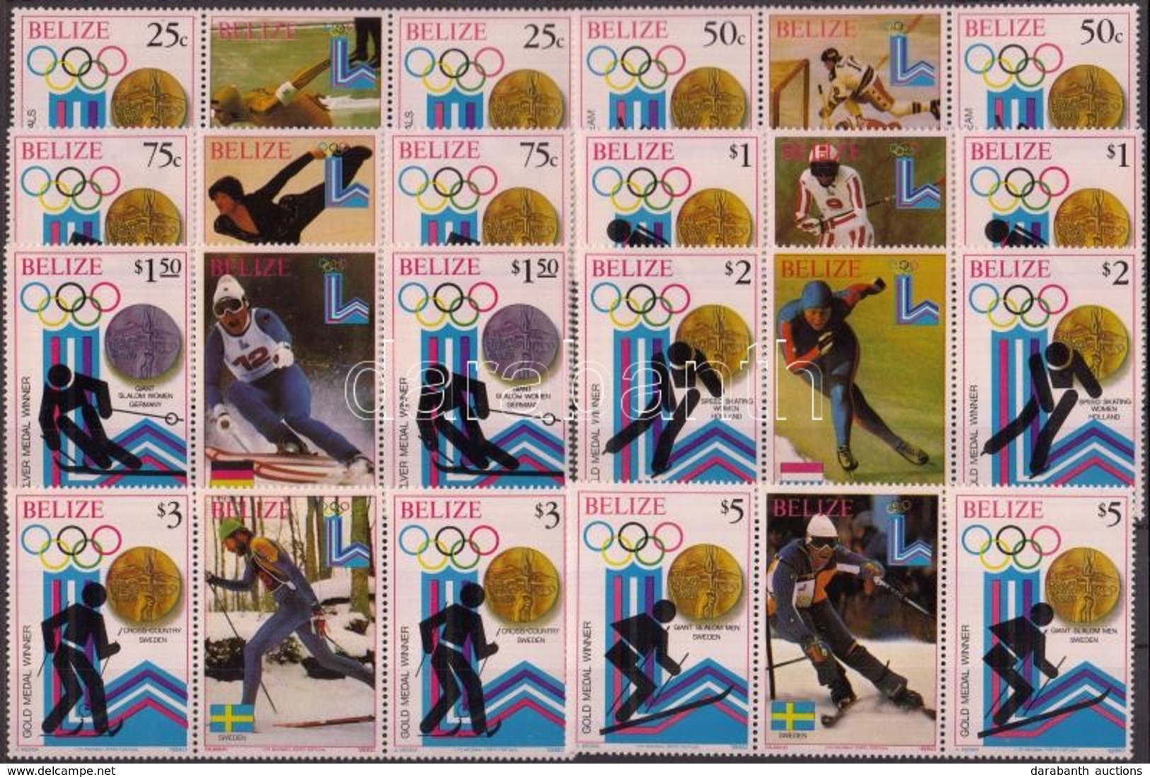 ** 1980 Téli Olimpia érmesei 2 Sor Mi 501-508 Szelvényes Hármascsíkokban + Blokksor 20-21 - Andere & Zonder Classificatie