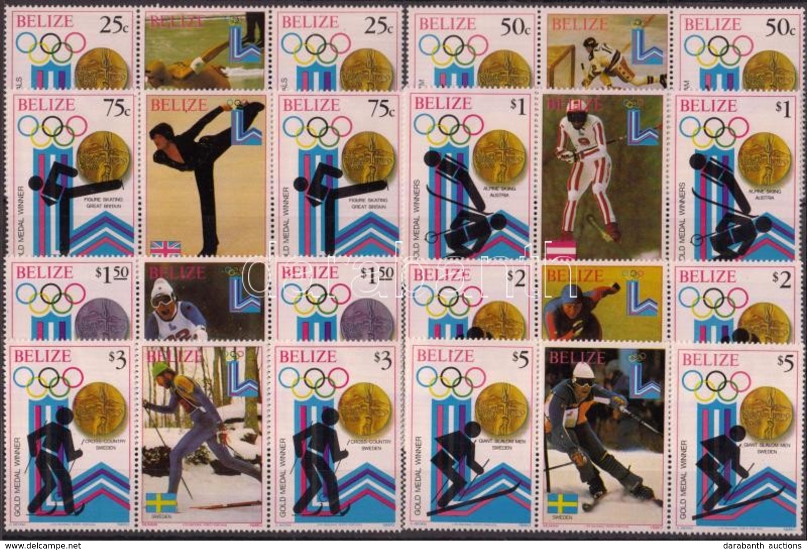 ** 1980 Téli Olimpia érmesei 2 Sor Mi 501-508 Szelvényes Hármascsíkokban + Blokksor 20-21 - Altri & Non Classificati