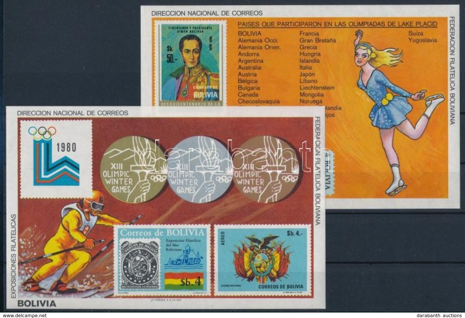 ** 1980 Téli Olimpia, Lake Placid Blokk Sor Mi 102-103 - Other & Unclassified