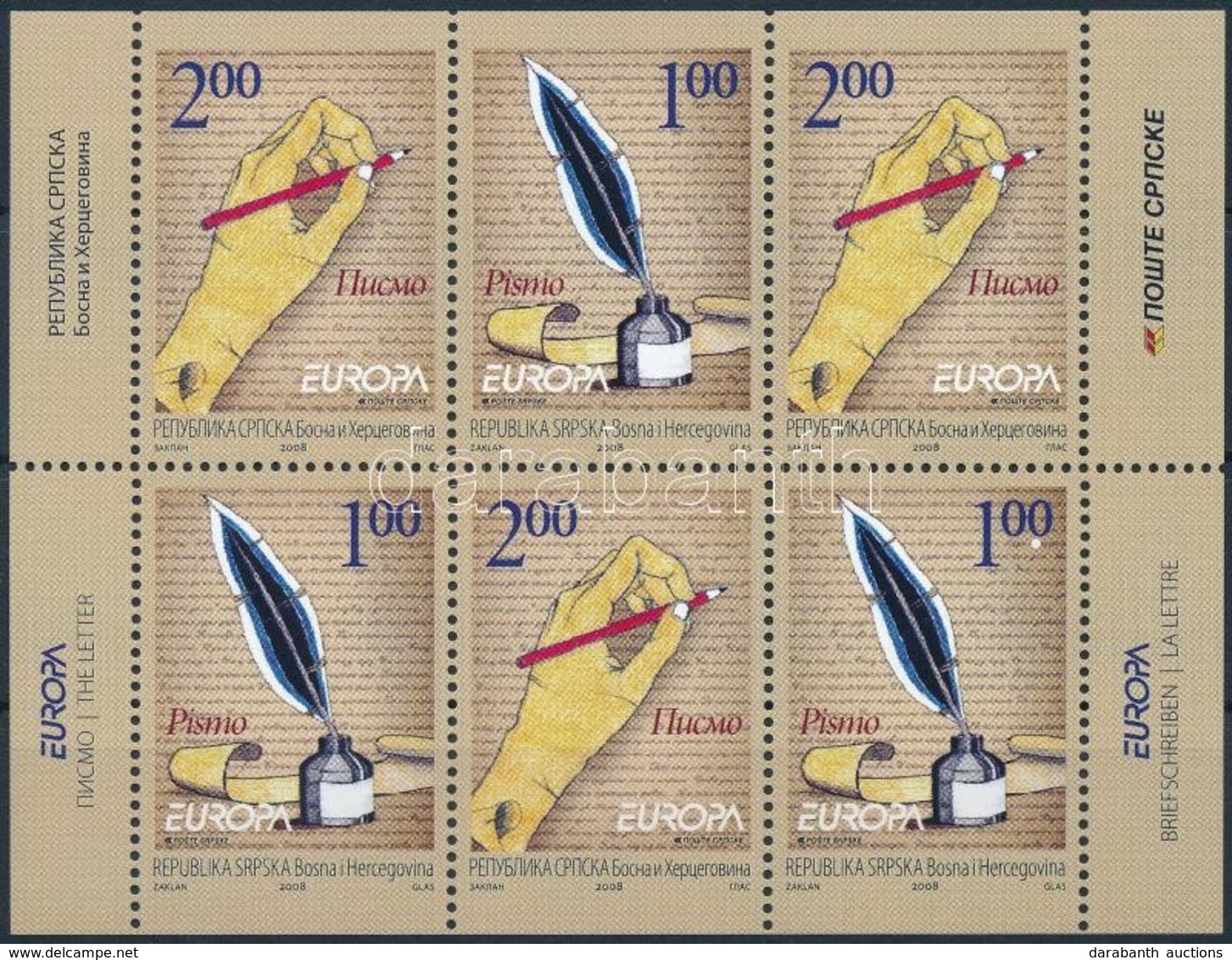 ** 2008 Europa CEPT Bélyegfüzetlap,
Europa CEPT Stamp-booklet Sheet
M-Blatt 11 (Mi 422-423) - Andere & Zonder Classificatie