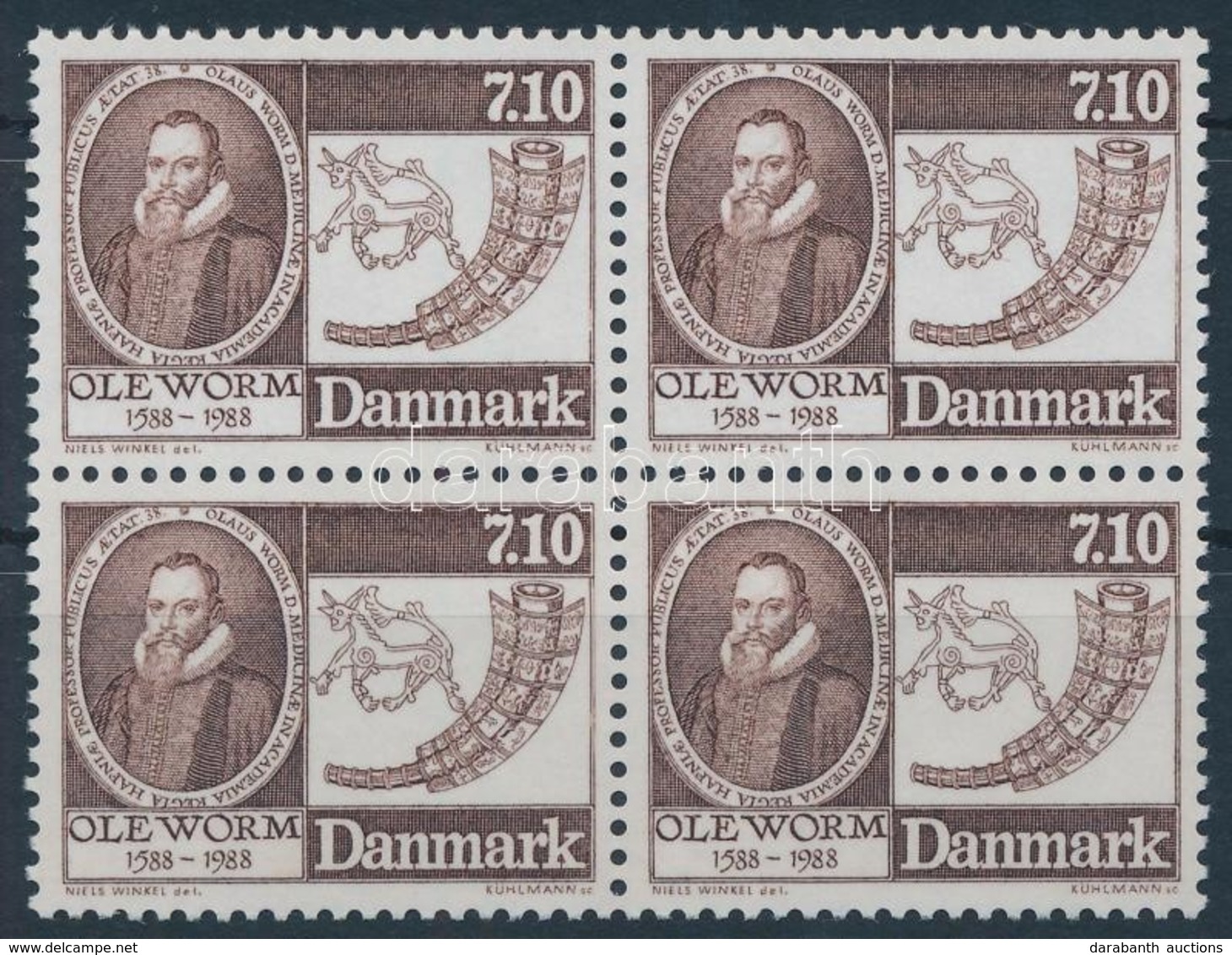 ** 1988 Ole Worm Négyestömb,
Ole Worm Block Of 4
Mi 916 - Other & Unclassified