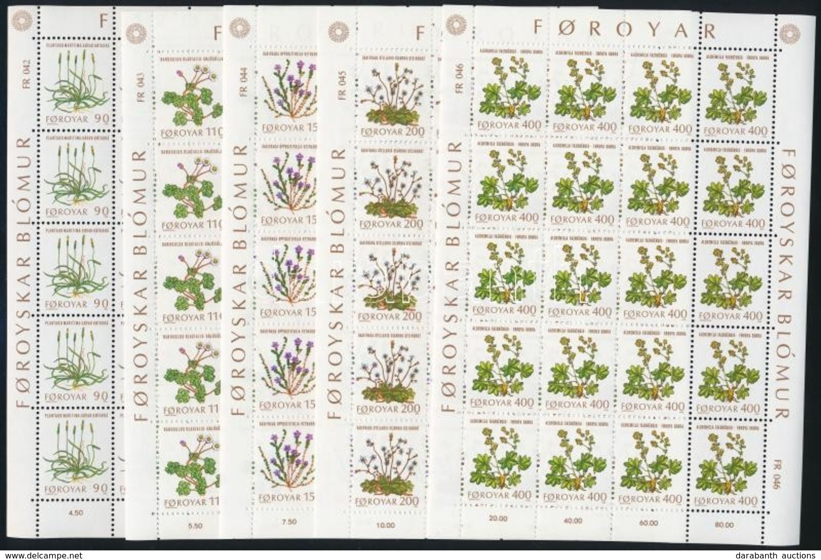 ** 1980 Növény Kisívsor,
Plants Minisheet Set
Mi 48-52 - Autres & Non Classés