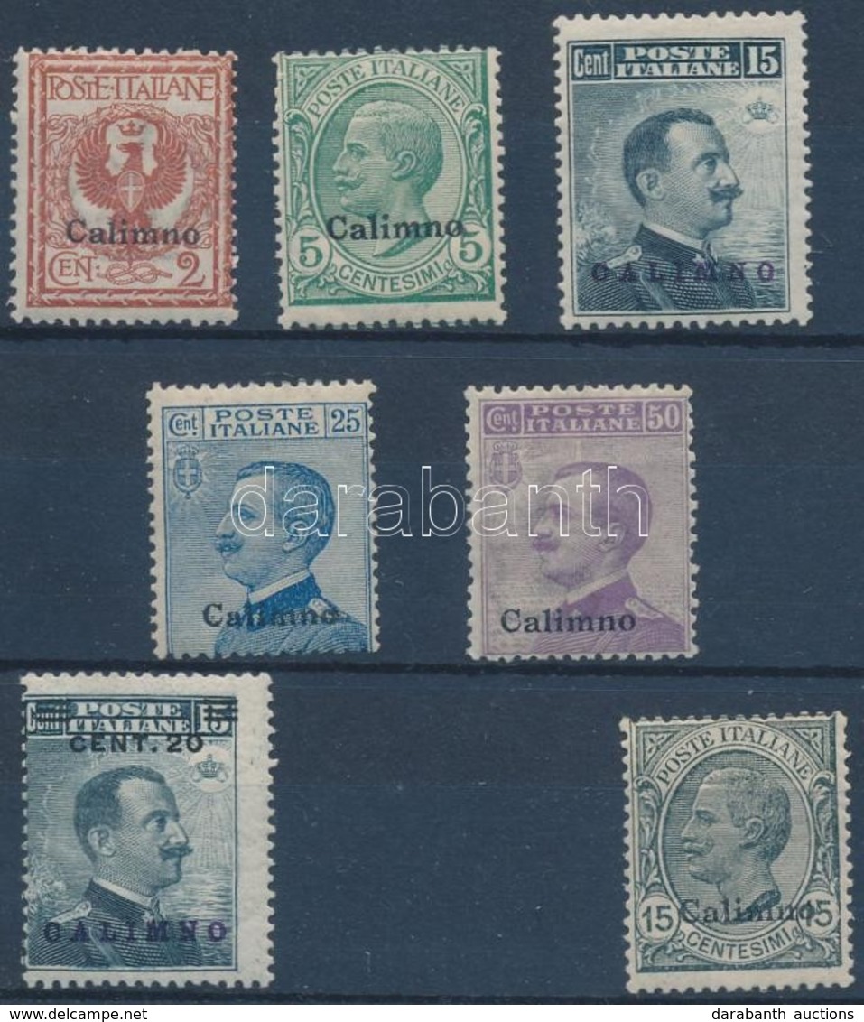 * 1912 Forgalmi 7 érték Calimno Felülnyomással Mi 3-4, 6, 9-10, 12 II - Andere & Zonder Classificatie