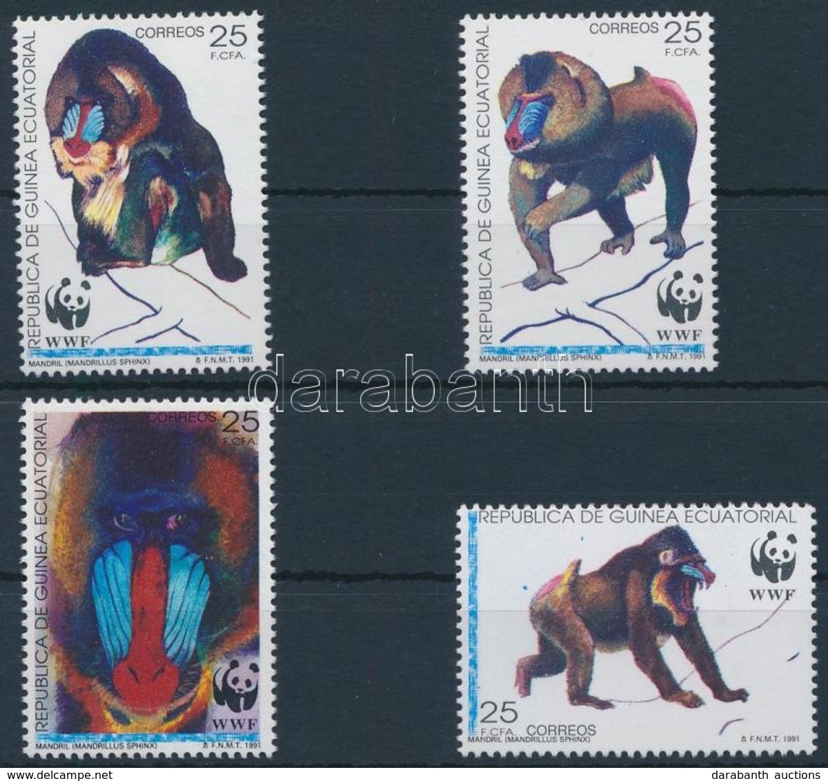 ** 1991 WWF Majmok Sor,
WWF Monkies Set
Mi 1731-1734 - Autres & Non Classés