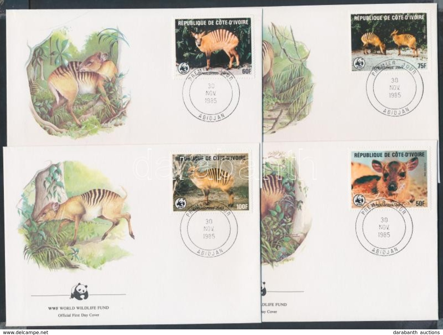 1985 WWF Zebra-bóbitásantilop Sor Mi 881-884 4 FDC - Andere & Zonder Classificatie