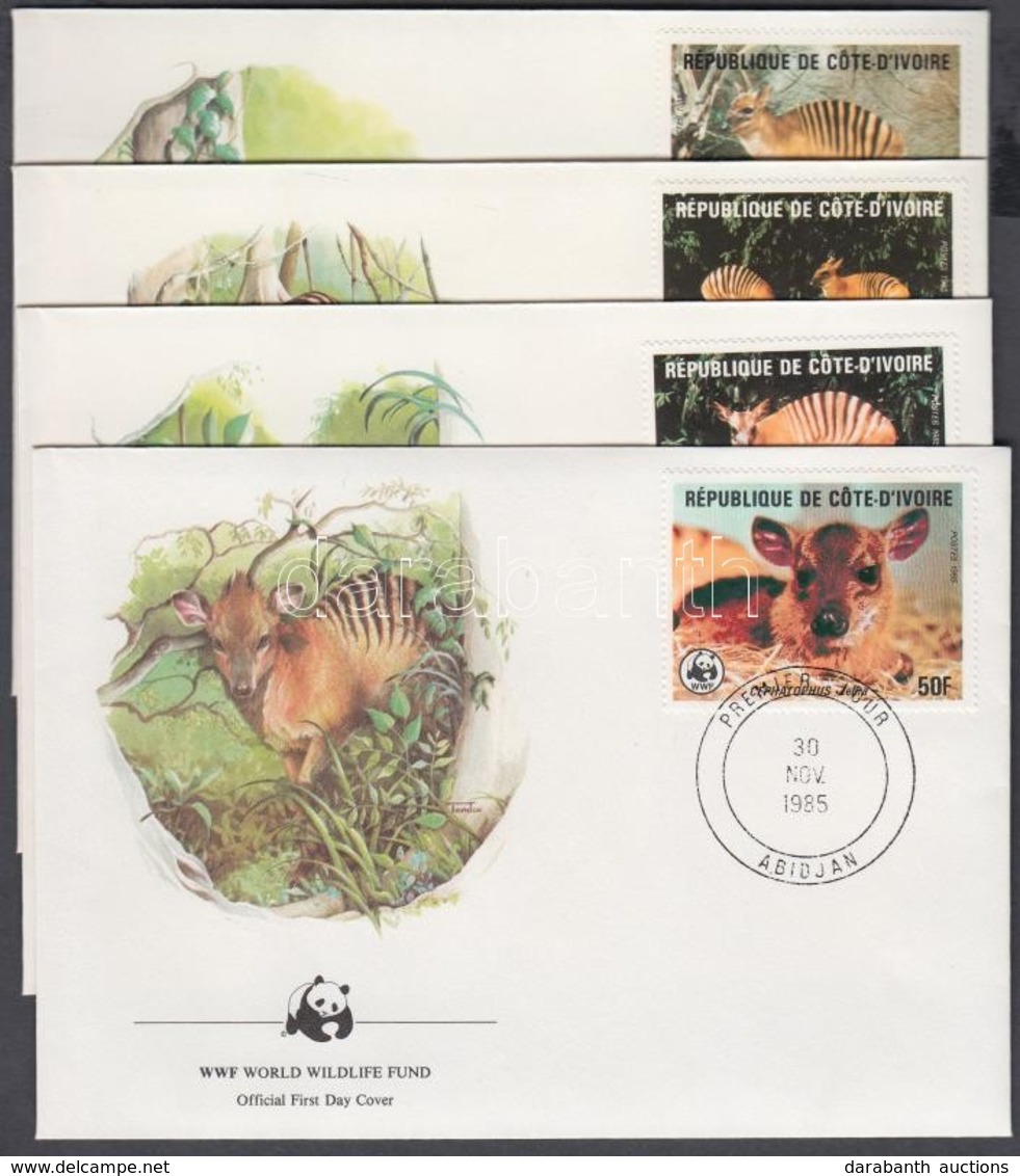 1985 WWF Zebra-bóbitásantilop Sor Mi 881-884 4 FDC - Sonstige & Ohne Zuordnung