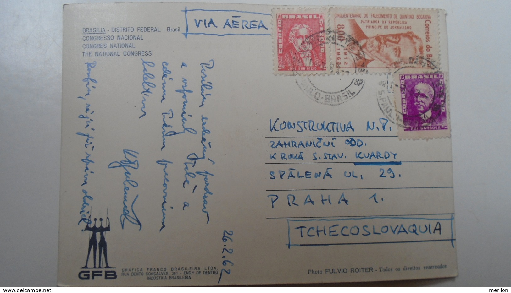 D166555 Brasilia -Distrito Federal - Brasil - Congresso Nacional - 1962  -stamps - Brasilia