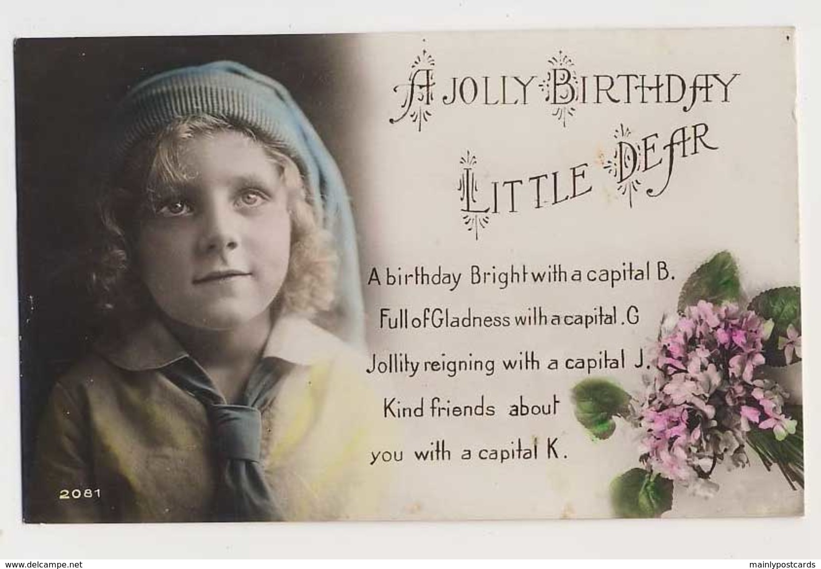 AI97 Children - Young Girl Wearing A Hat On A Birthday Greeting - Abbildungen