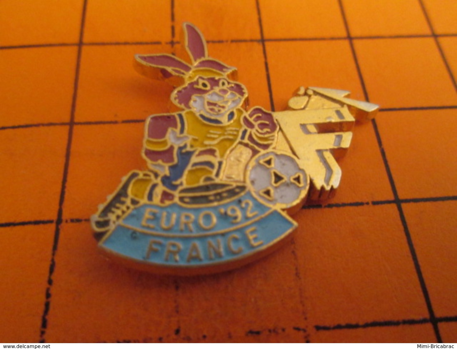 713h Pin's Pins / Beau Et Rare : Thème SPORTS / FOOTBALL EURO SUEDE 92 LIEVRE FRANCE Gros Flop !! - Football