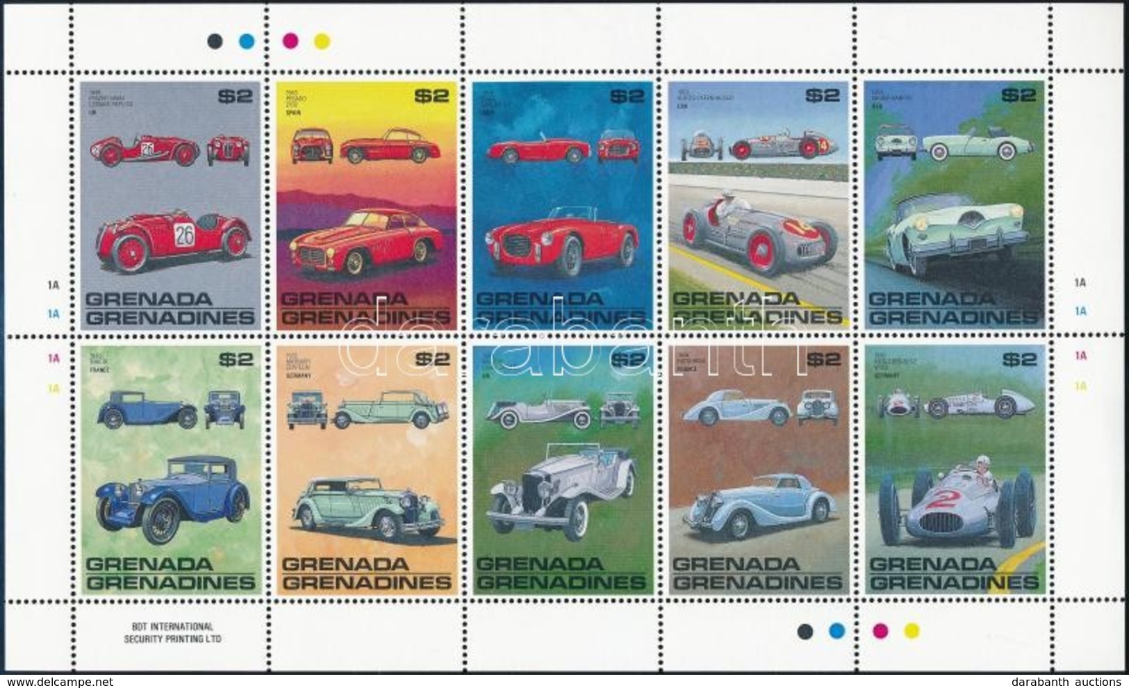 ** 1988 Autó Kisív Sor,
Car Minisheet Set
Mi 1071-1090 - Otros & Sin Clasificación