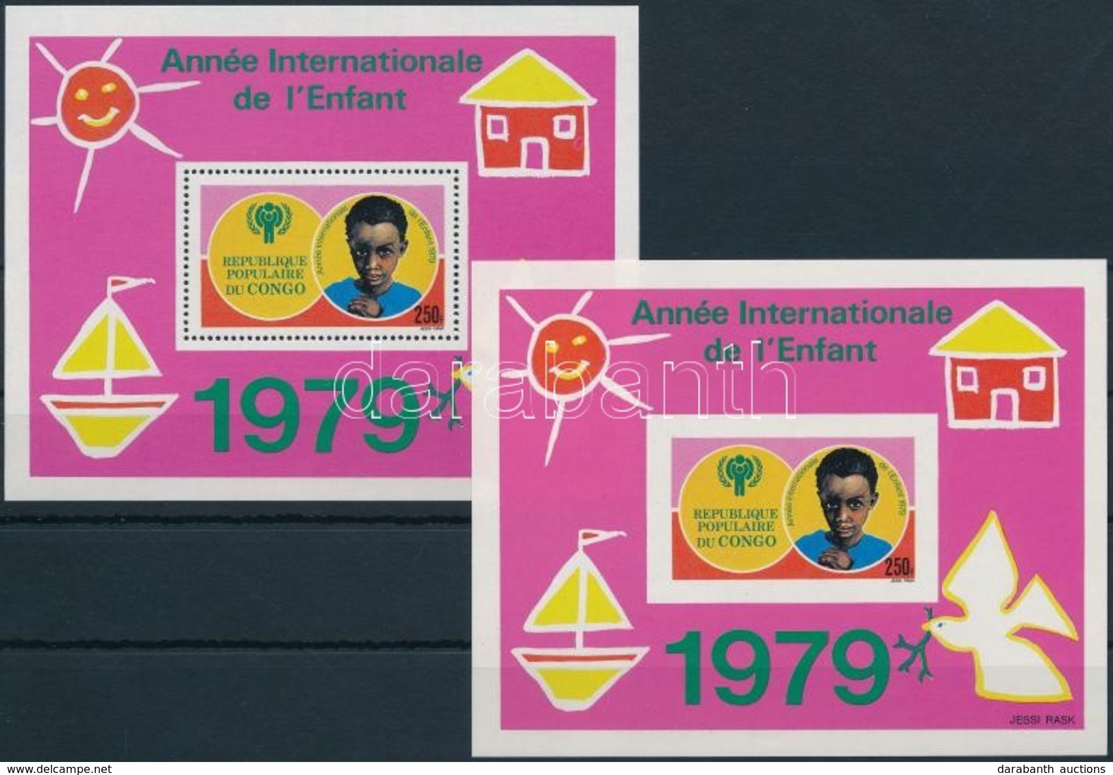 ** 1979 Gyermekek Nemzetközi Éve Blokk + Vágott Blokk,
International Year Of The Children Block + Imperforated Block
Mi  - Other & Unclassified