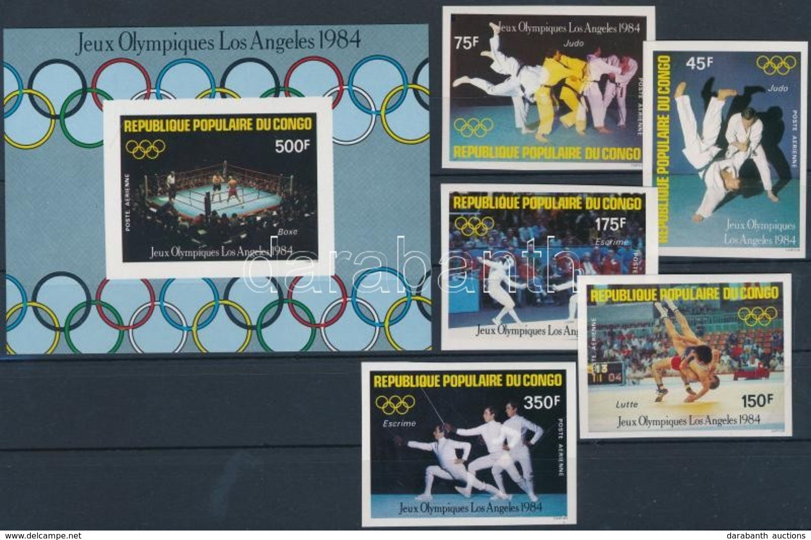 ** 1984 Los Angeles-i Olimpia Vágott Sor Mi 946-950 + Vágott Blokk 35 - Other & Unclassified