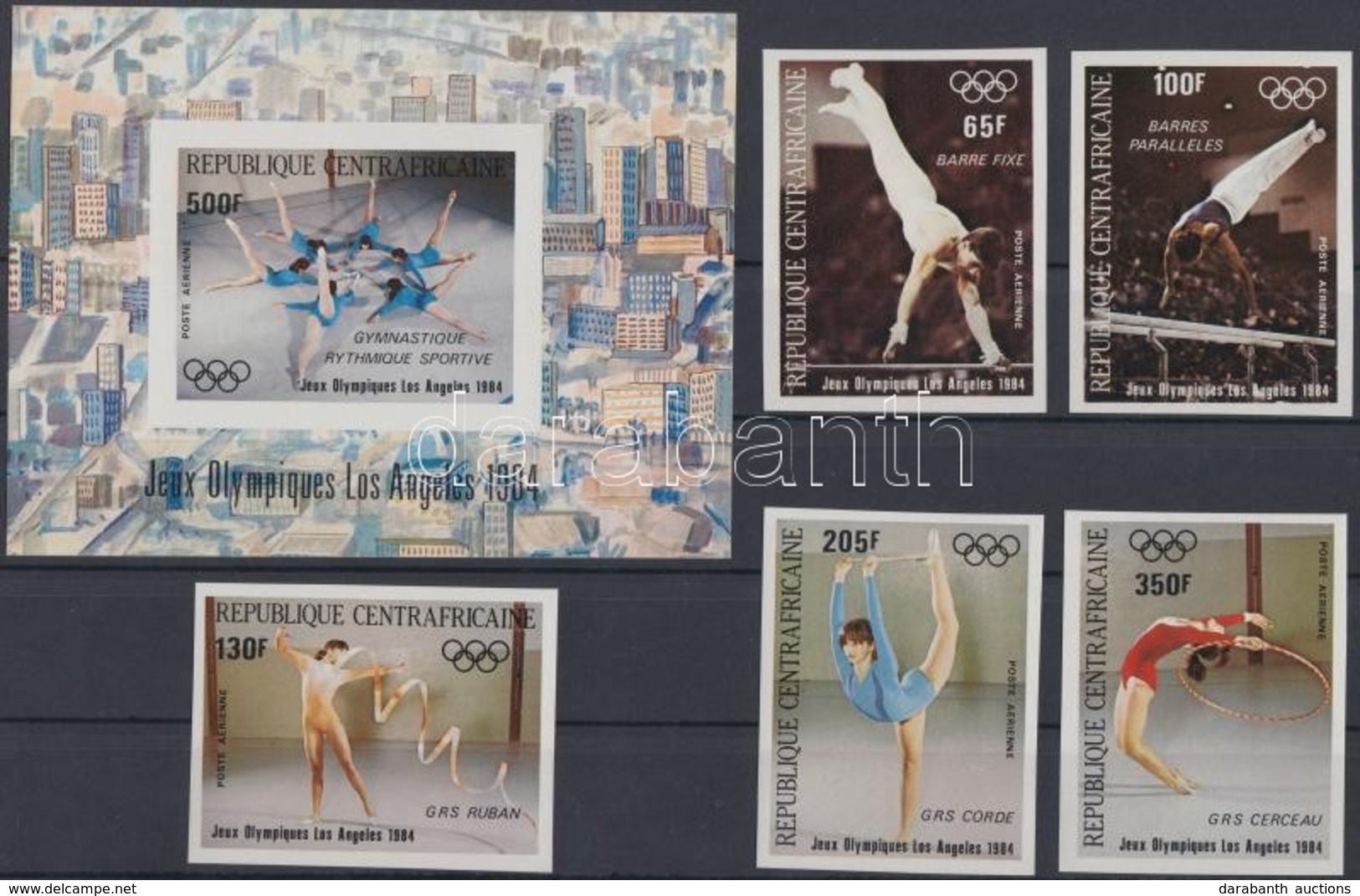 ** 1984 Los Angeles-i Olimpia (IV.) Vágott Sor Mi 1013-1017 + Vágott Blokk 275 - Andere & Zonder Classificatie