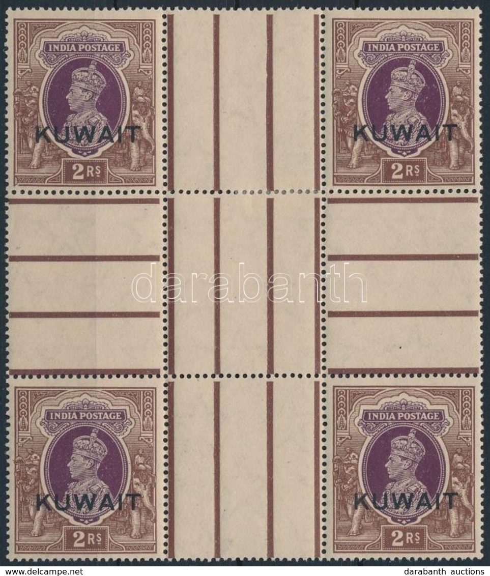 ** 1939 Forgalmi ívközéprészes Négyestömb Mi 48 (a Jobb Felső Bélyeg Elválóban, Bélyegragasztóval Megerősítve / 1 Stamp  - Andere & Zonder Classificatie