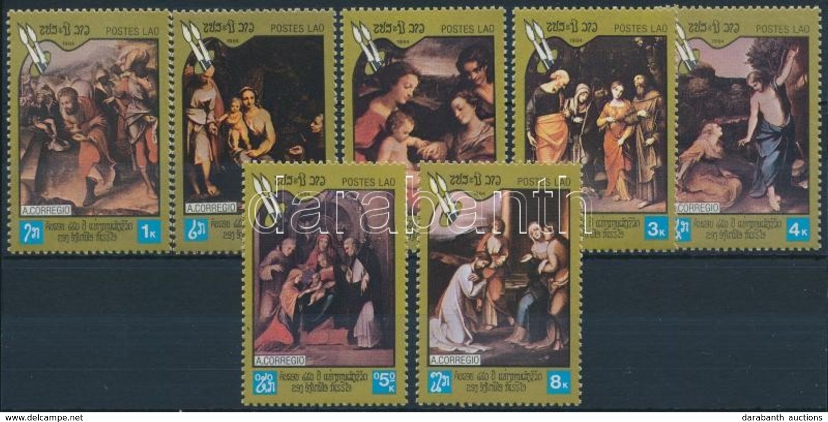 ** 1984 Correggio Festmények Sor,
Correggio Paintings Set
Mi 758-764 - Autres & Non Classés