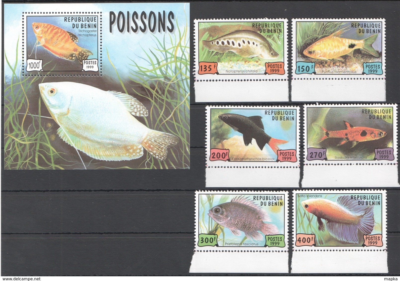 M1150 1999 DU BENIN FISH & MARINE LIFE POISSONS 1BL+1SET MNH - Vie Marine