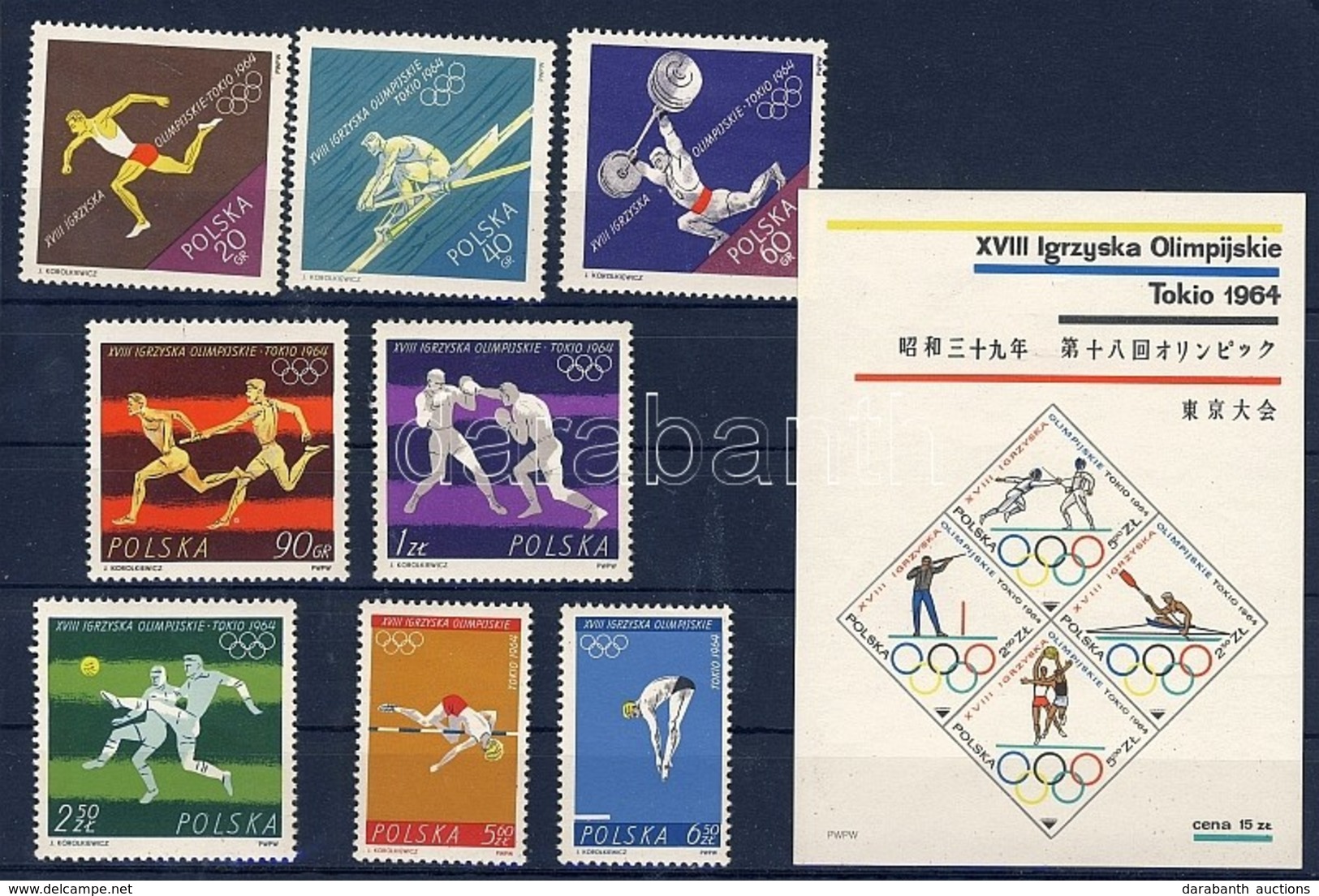 ** 1964 Tokiói Olimpia Sor Mi 1514-1521 + Blokkok Mi 33-34 - Autres & Non Classés