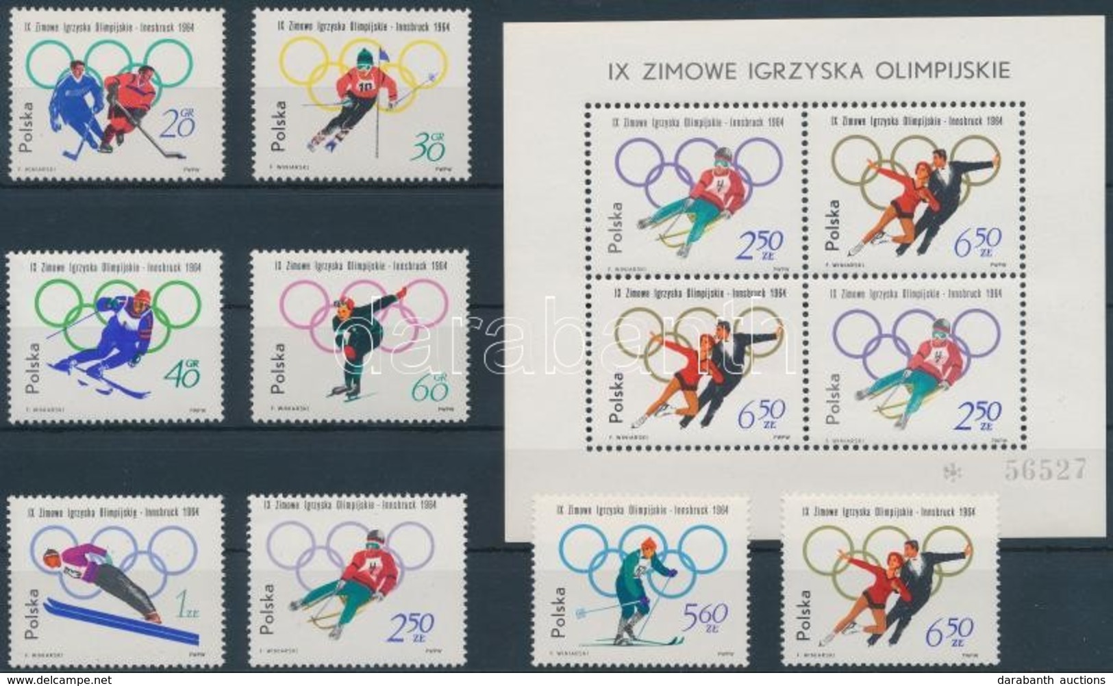 ** 1964 Téli Olimpia Sor Mi 1457-1464 + Blokk Mi 32 - Andere & Zonder Classificatie