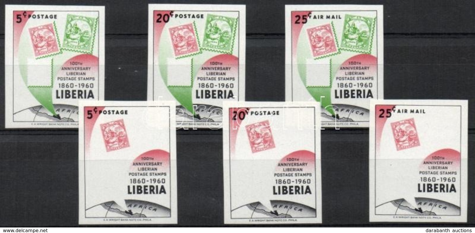 ** 1960 100 éves A Bélyeg Vágott Sor + Ugyanaz Zöld Színnyomat Nélkül / Stamp Centennial Set + Same, Geen Colour Print O - Andere & Zonder Classificatie